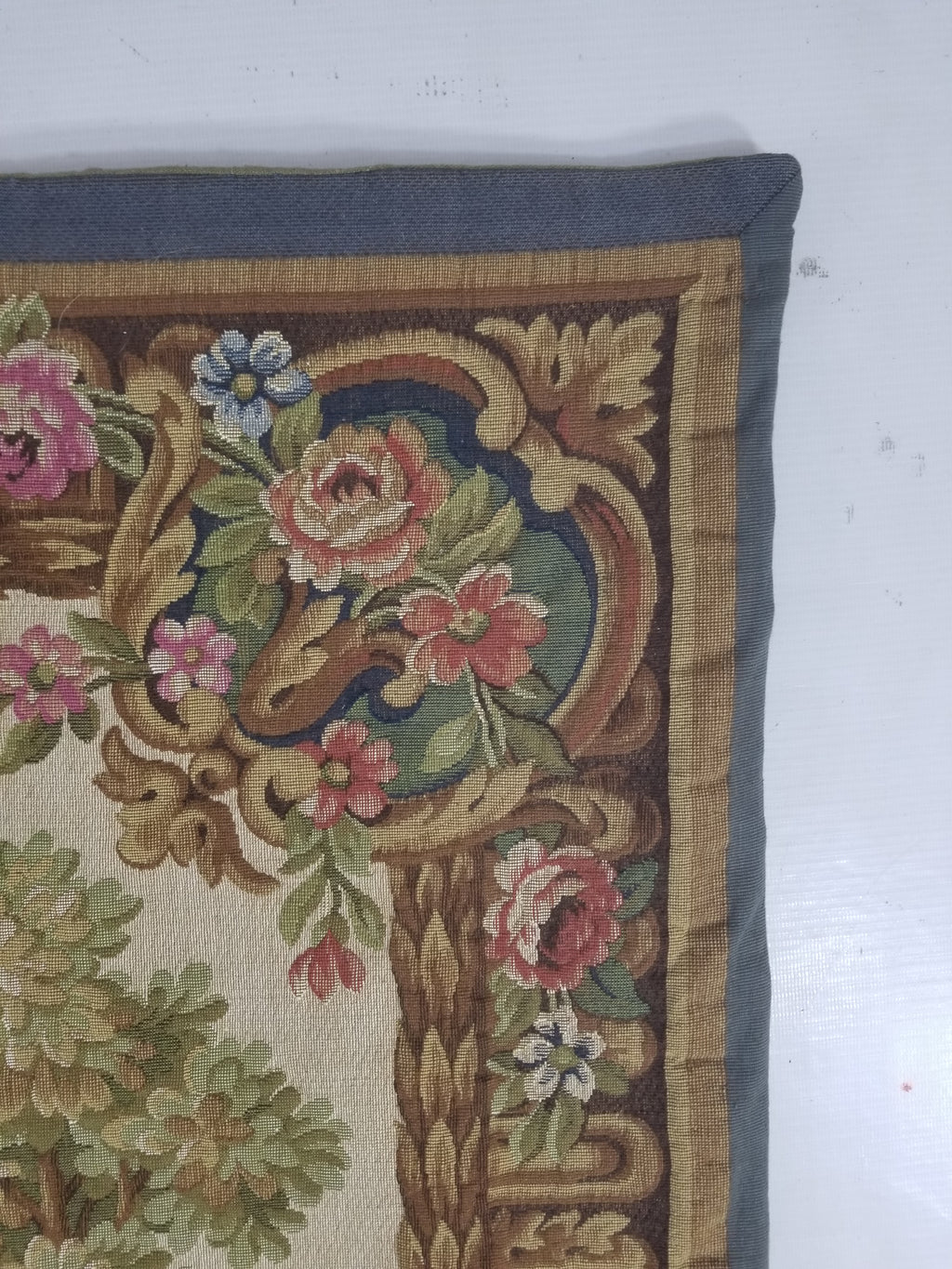 Antique French Rococo Romantic Scene Jacquard Woven Tapestry 195x1378cm