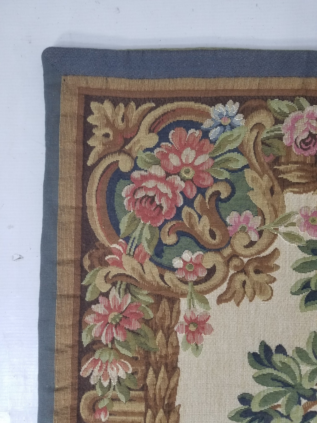 Antique French Rococo Romantic Scene Jacquard Woven Tapestry 195x1378cm