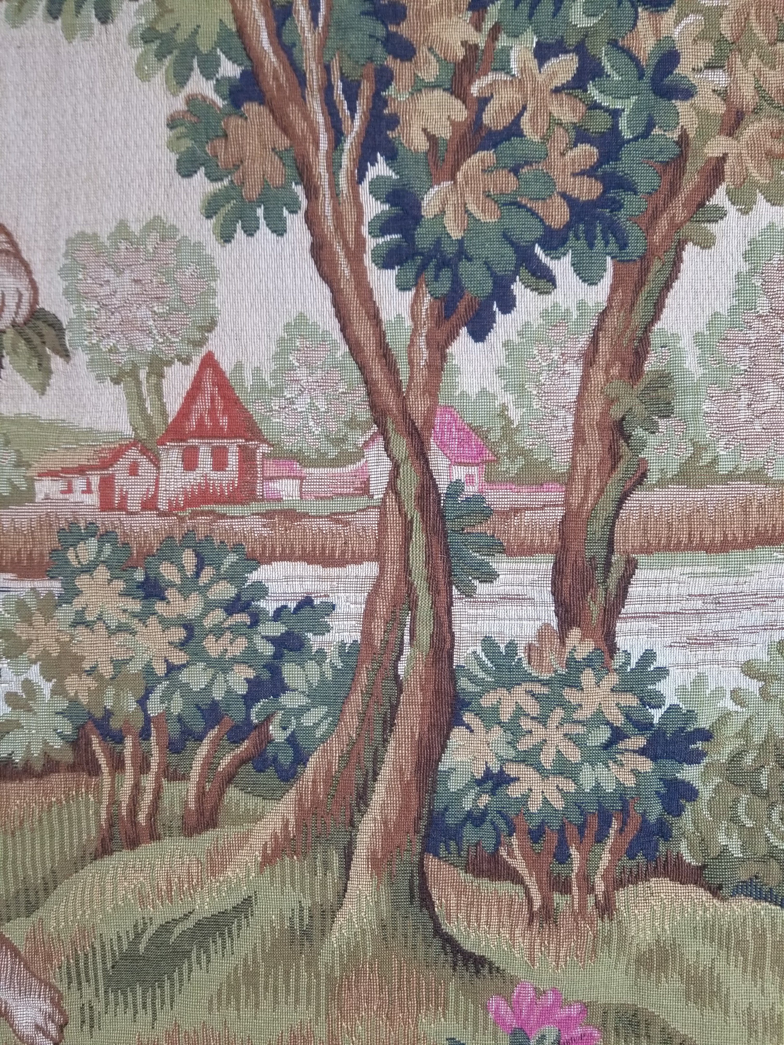 Antique French Rococo Romantic Scene Jacquard Woven Tapestry 195x1378cm