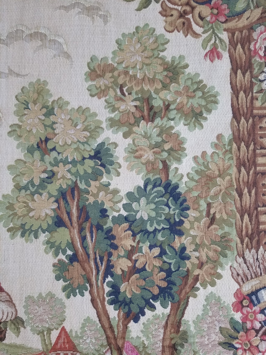 Antique French Rococo Romantic Scene Jacquard Woven Tapestry 195x1378cm