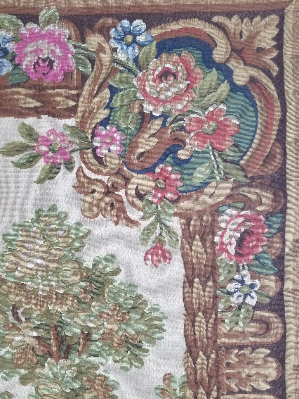 Antique French Rococo Romantic Scene Jacquard Woven Tapestry 195x1378cm
