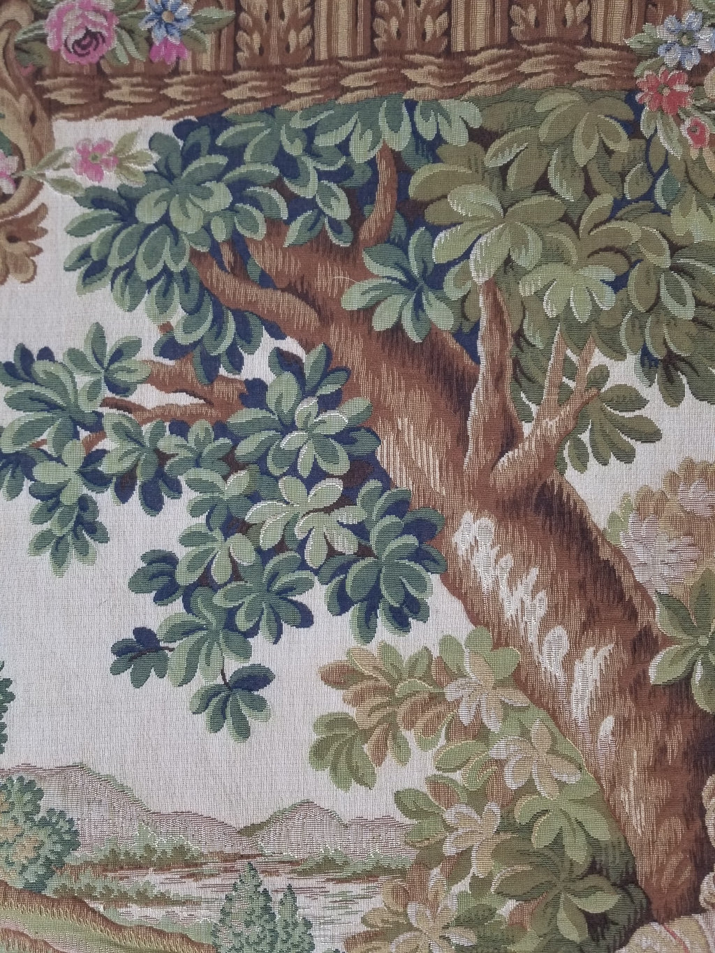 Antique French Rococo Romantic Scene Jacquard Woven Tapestry 195x1378cm