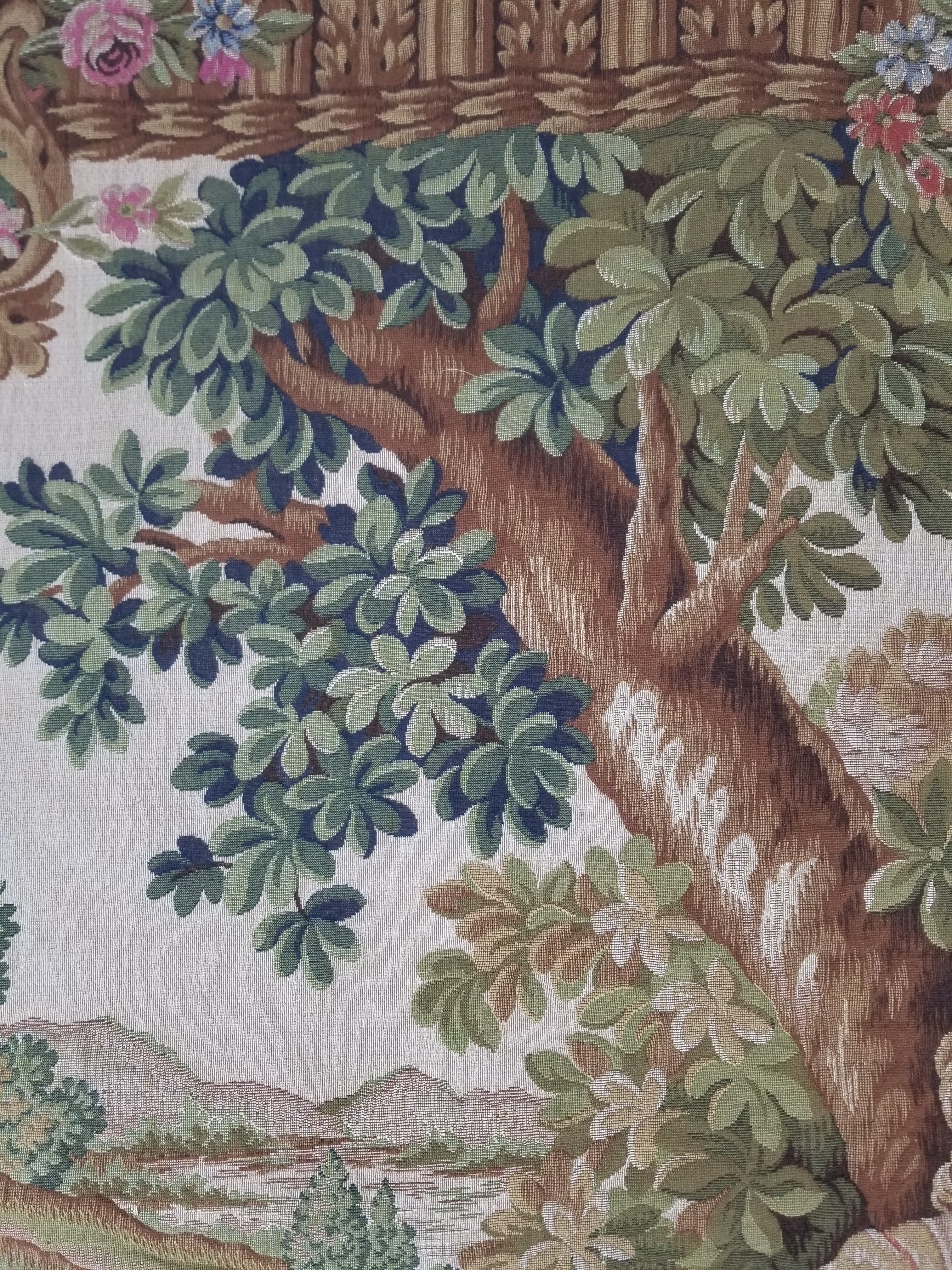 Antique French Rococo Romantic Scene Jacquard Woven Tapestry 195x1378cm