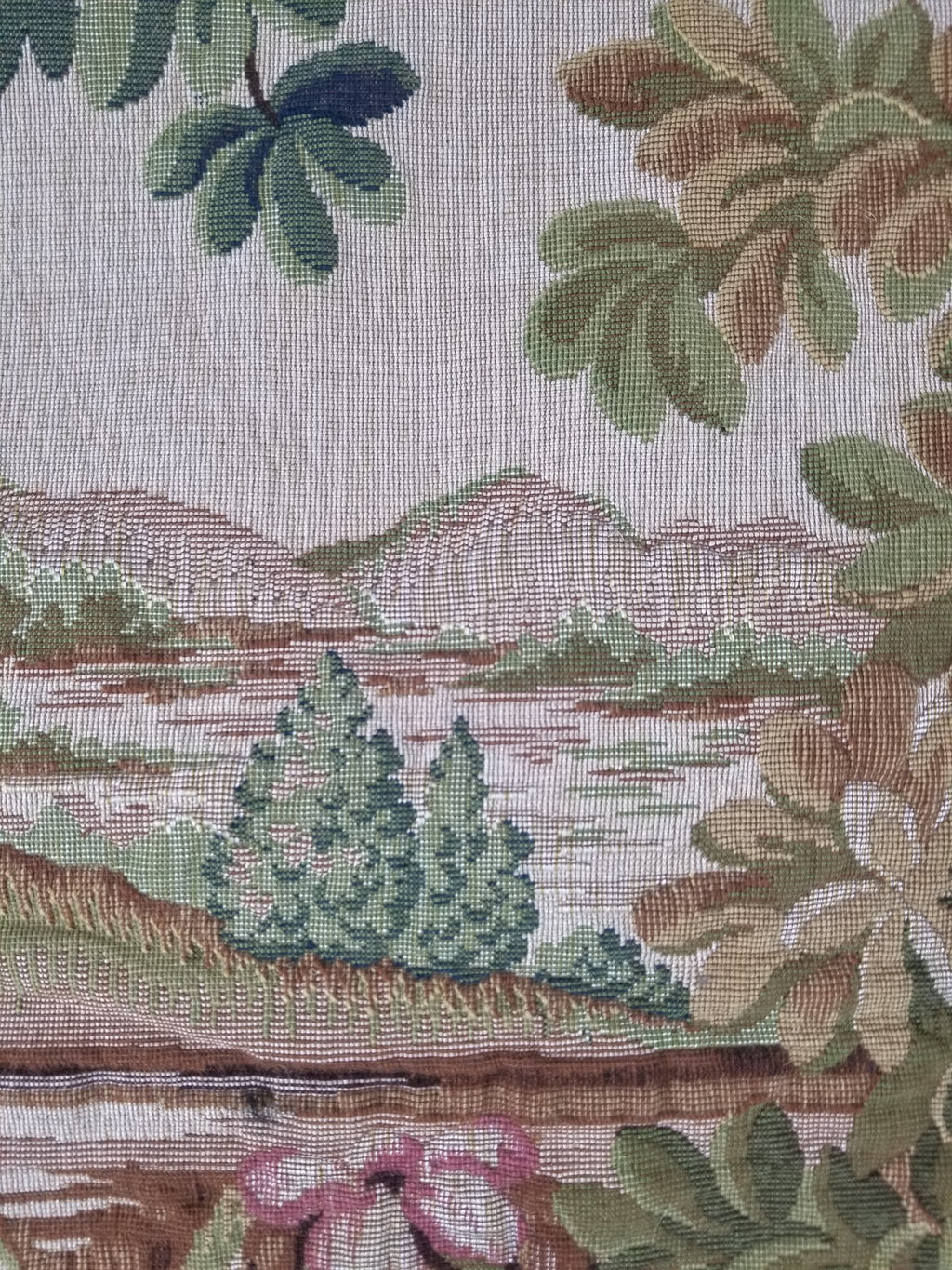 Antique French Rococo Romantic Scene Jacquard Woven Tapestry 195x1378cm