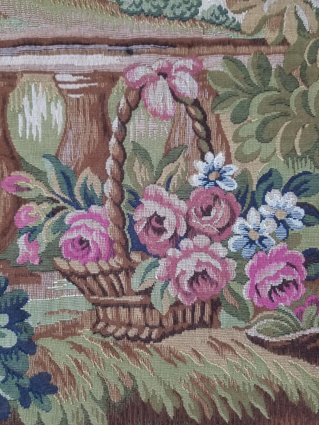 Antique French Rococo Romantic Scene Jacquard Woven Tapestry 195x1378cm