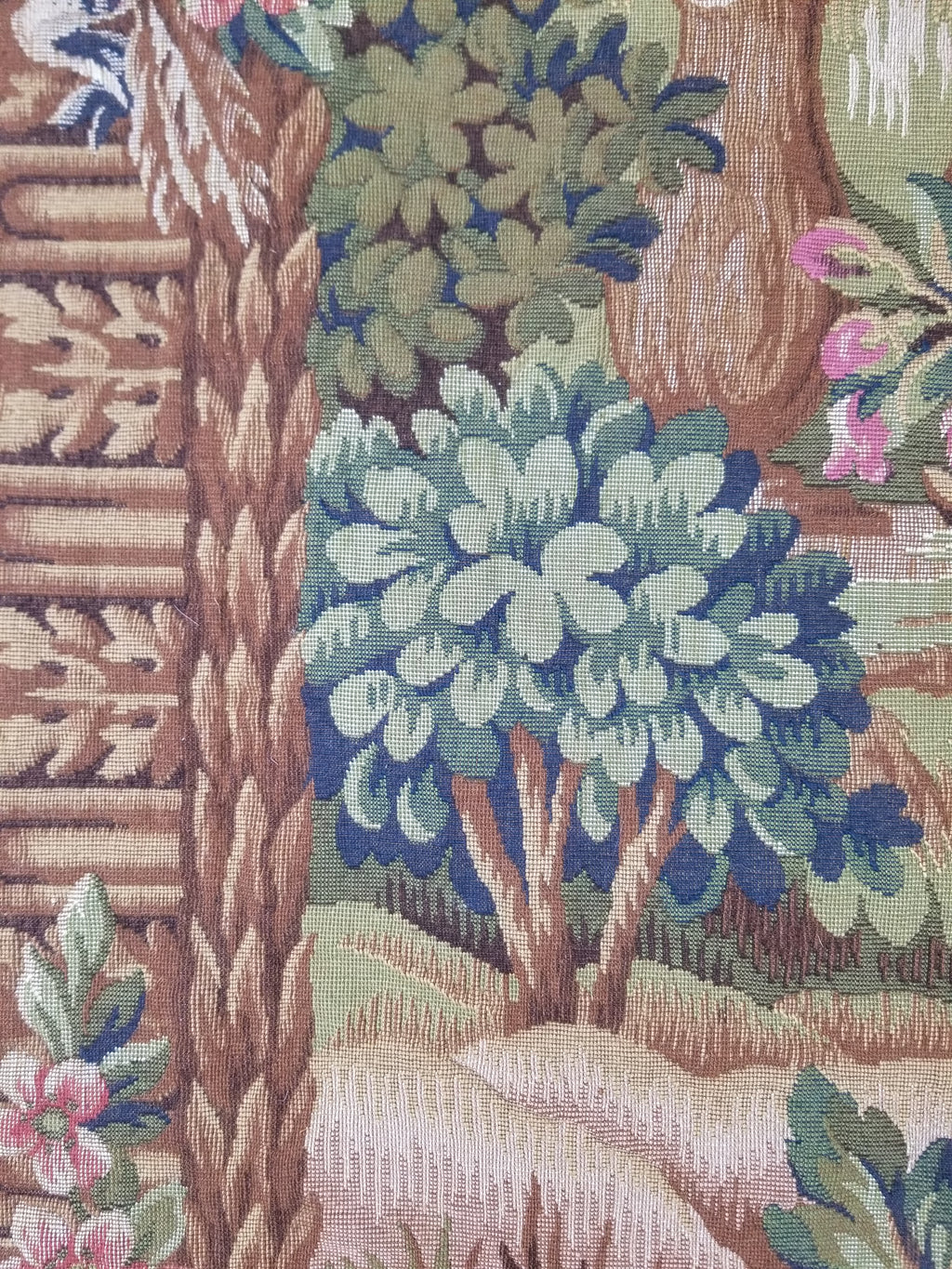Antique French Rococo Romantic Scene Jacquard Woven Tapestry 195x1378cm