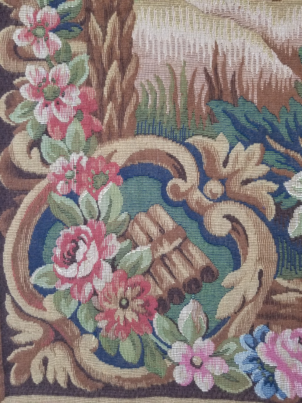 Antique French Rococo Romantic Scene Jacquard Woven Tapestry 195x1378cm