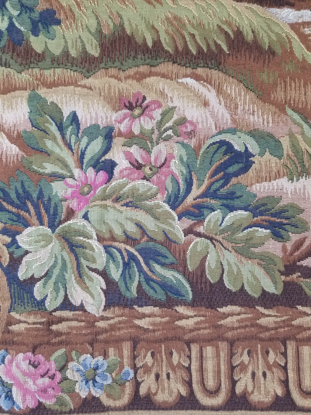 Antique French Rococo Romantic Scene Jacquard Woven Tapestry 195x1378cm