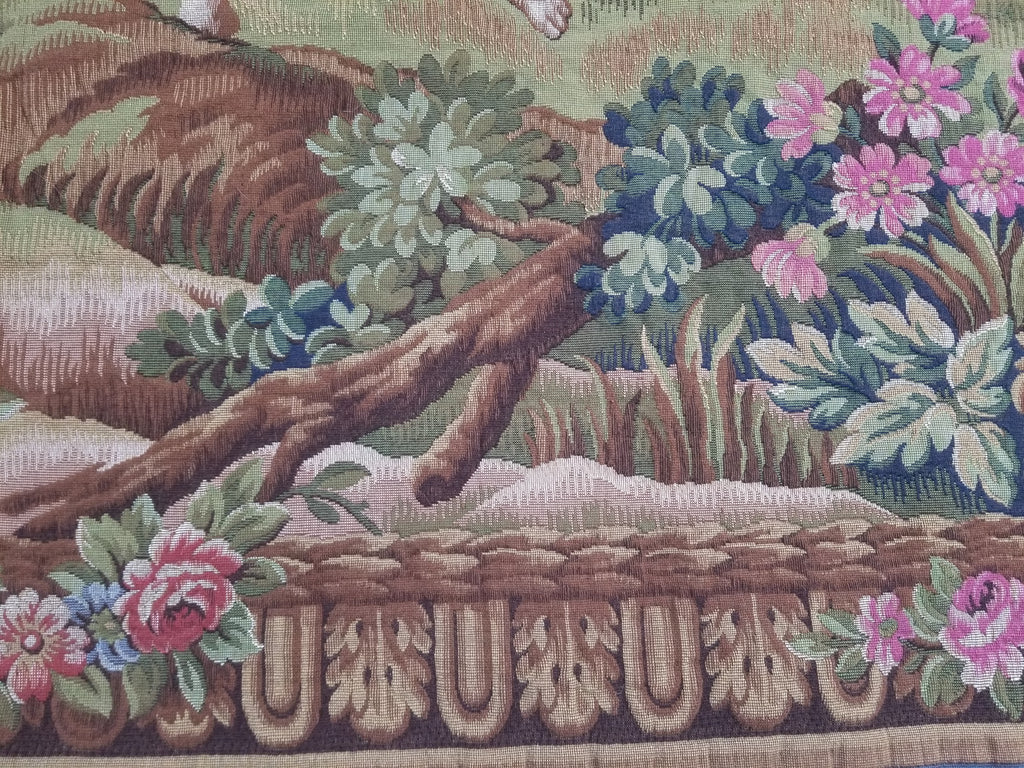 Antique French Rococo Romantic Scene Jacquard Woven Tapestry 195x1378cm