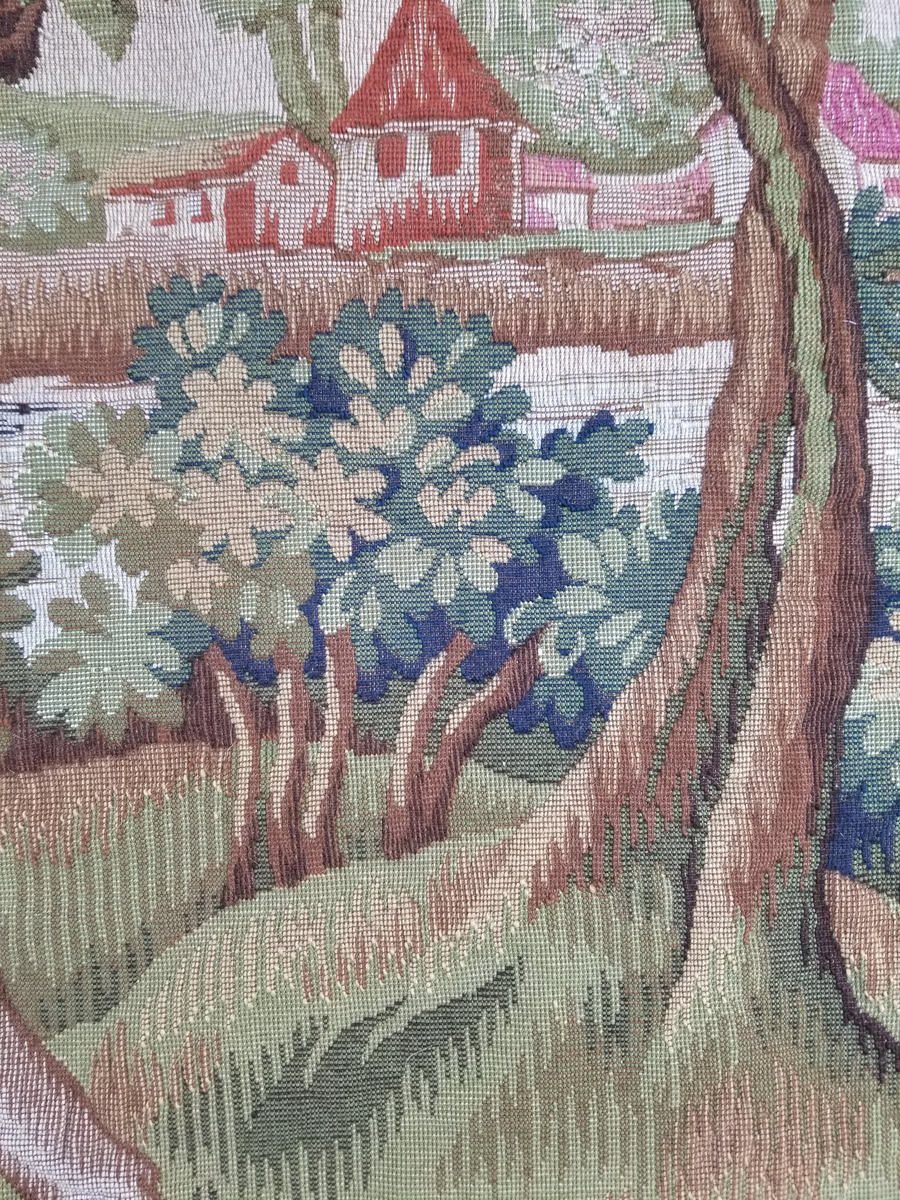 Antique French Rococo Romantic Scene Jacquard Woven Tapestry 195x1378cm