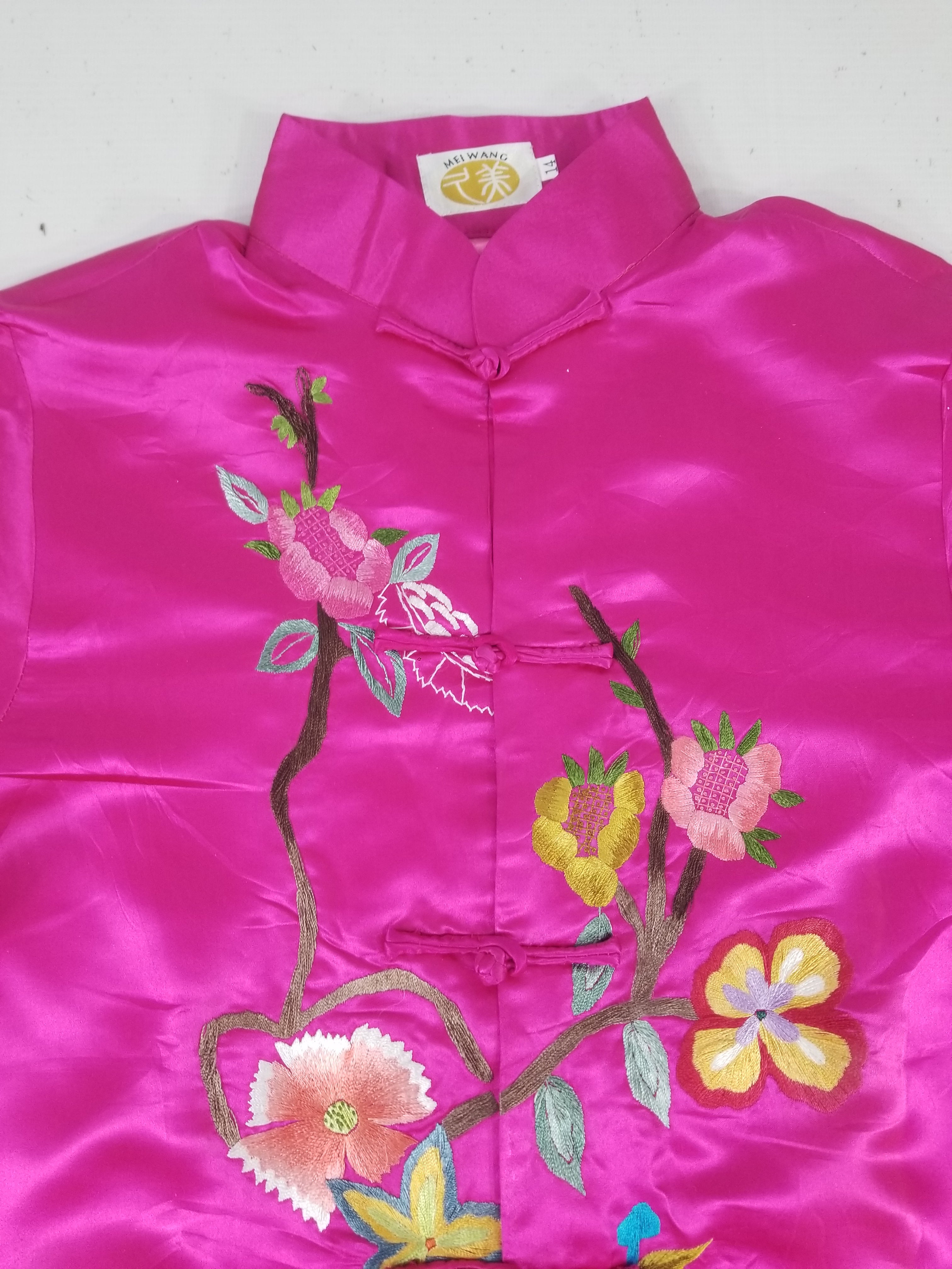Antique Traditional Chinese Hand Embroidered Floral & Phoenix Motif Silk Coat