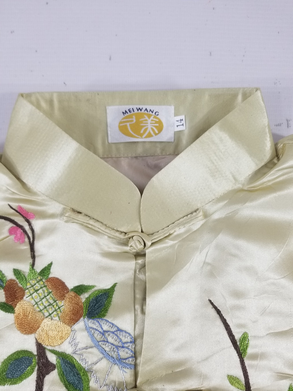 Antique Traditional Chinese Hand Embroidered Floral & Phoenix Motif Silk Coat