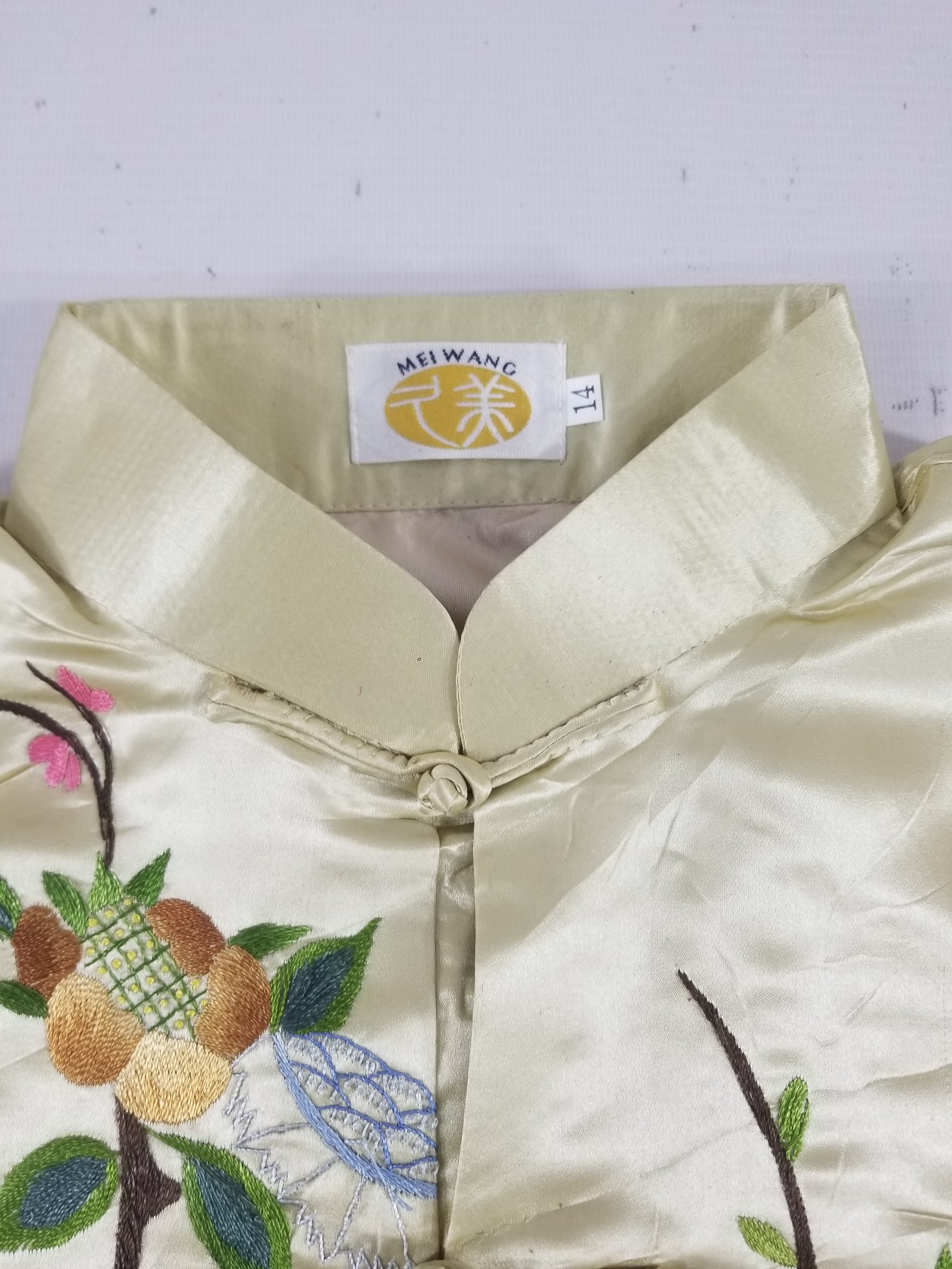 Antique Traditional Chinese Hand Embroidered Floral & Phoenix Motif Silk Coat