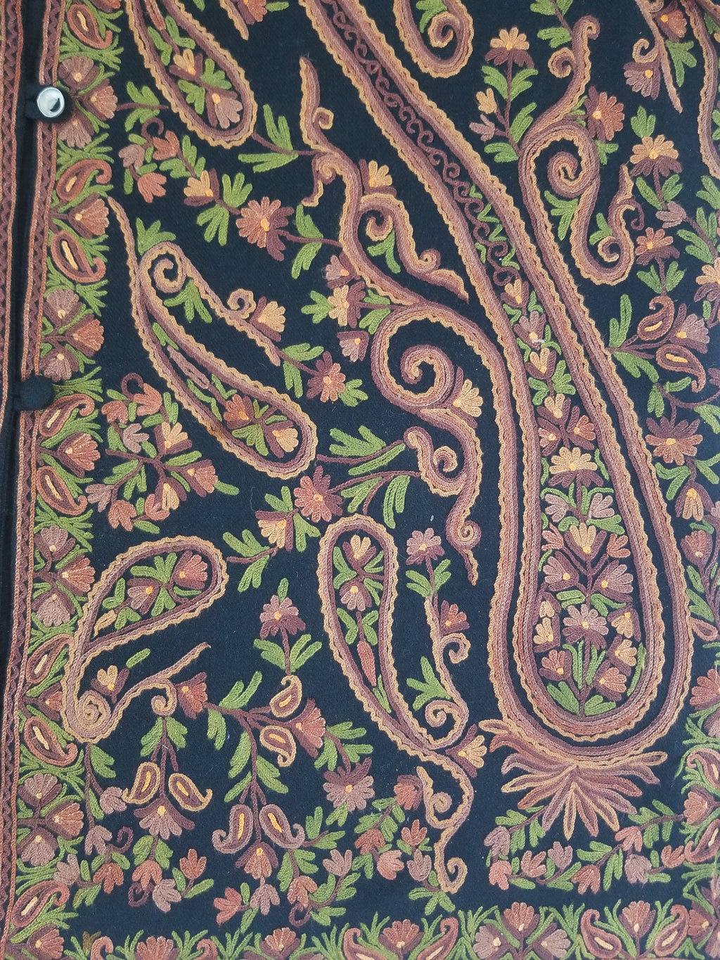 Vintage Traditional Kashmiri Crewel Embroidered Paisley Wool Jacket