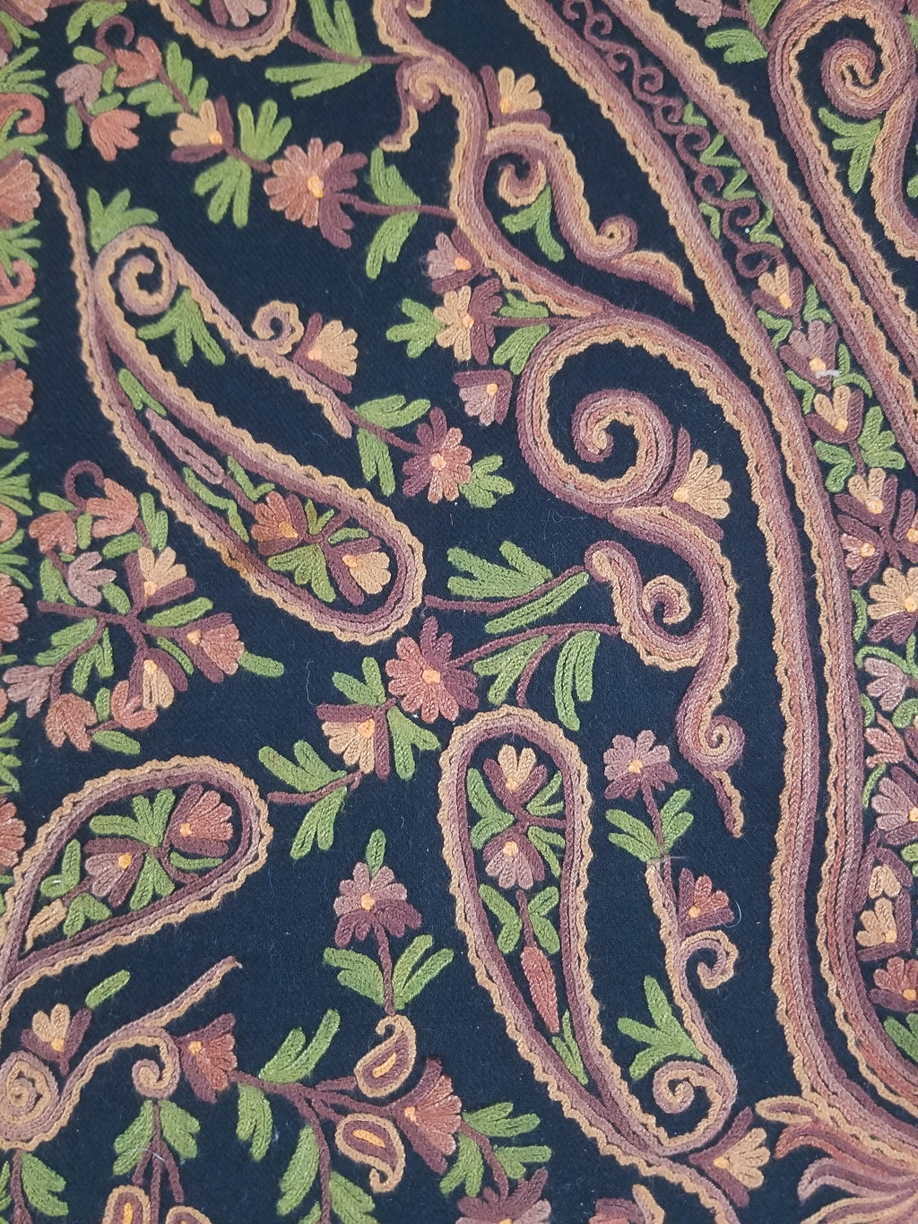 Vintage Traditional Kashmiri Crewel Embroidered Paisley Wool Jacket