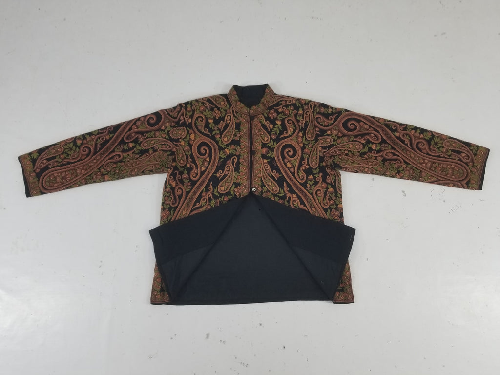 Vintage Traditional Kashmiri Crewel Embroidered Paisley Wool Jacket