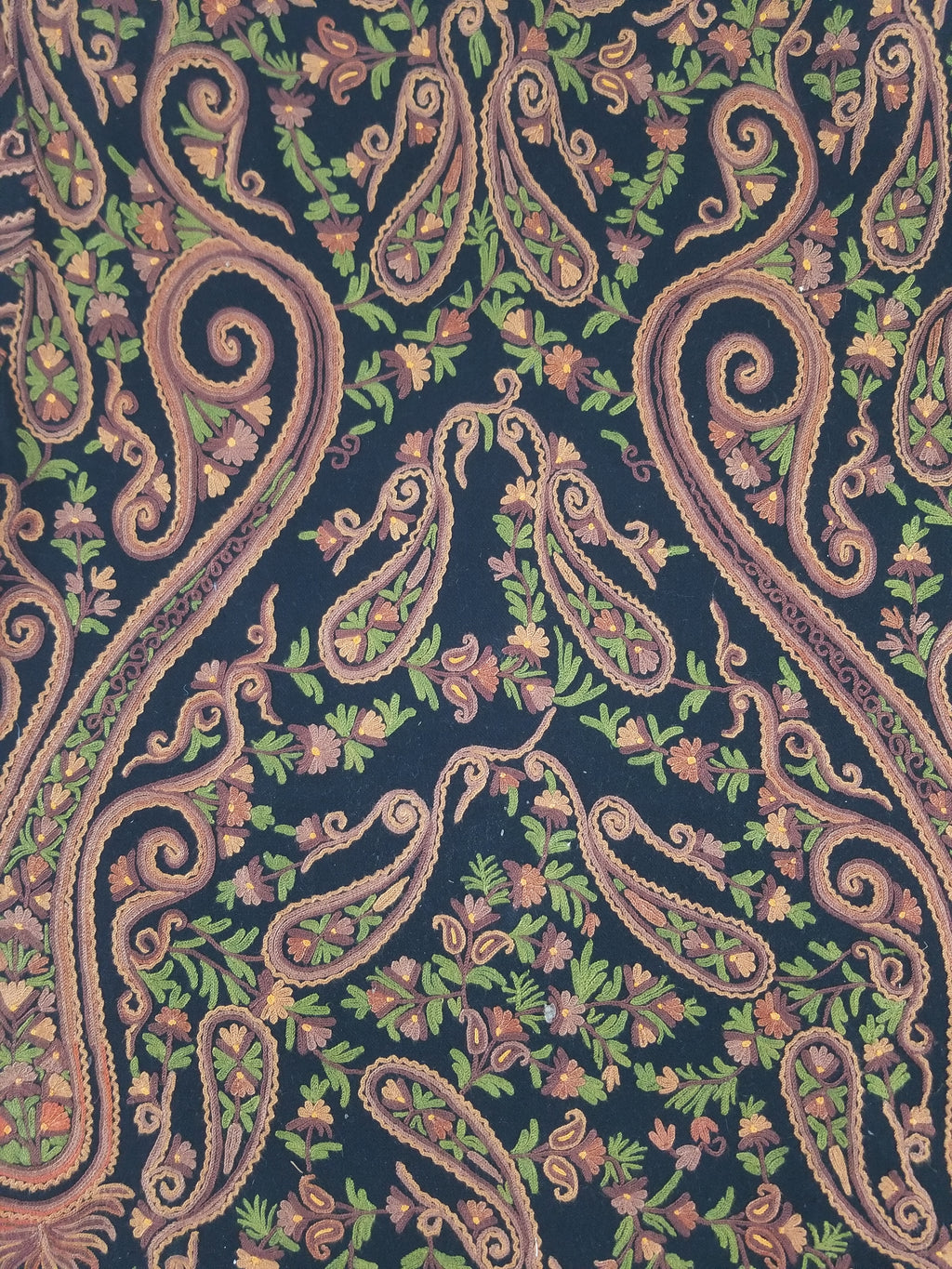 Vintage Traditional Kashmiri Crewel Embroidered Paisley Wool Jacket