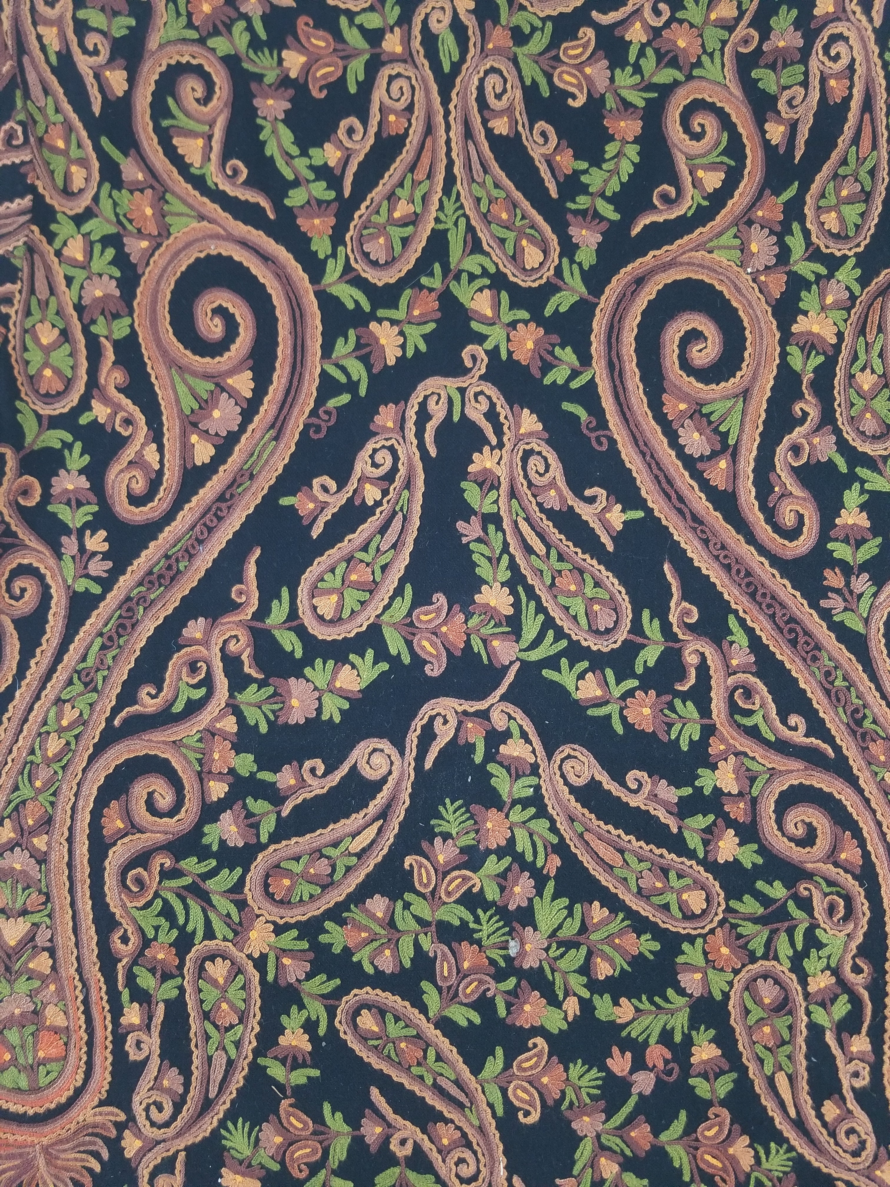 Vintage Traditional Kashmiri Crewel Embroidered Paisley Wool Jacket
