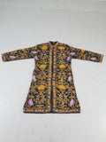 Vintage Traditional Kashmiri Crewel Embroidered Floral Wool Coat