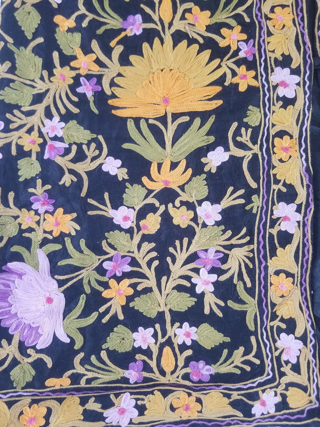 Vintage Traditional Kashmiri Crewel Embroidered Floral Wool Coat