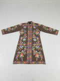 Vintage Traditional Kashmiri Crewel Embroidered Floral Silk Coat
