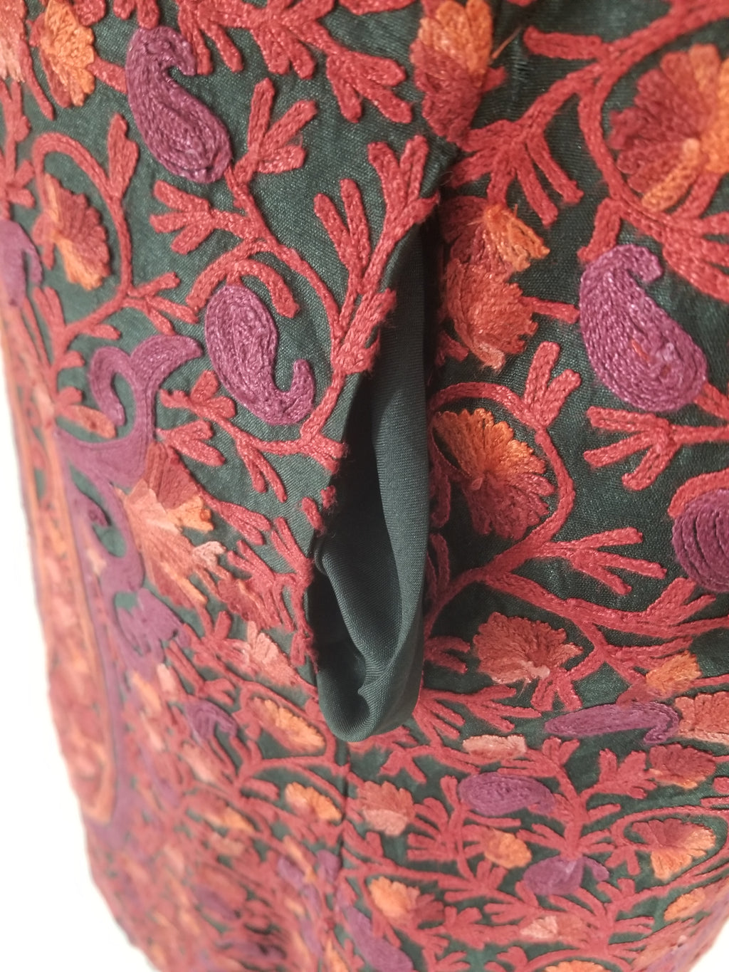 Vintage Traditional Kashmiri Crewel Embroidered Paisley Wool Coat