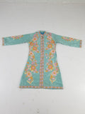 Vintage Traditional Kashmiri Crewel Embroidered Floral Silk Coat