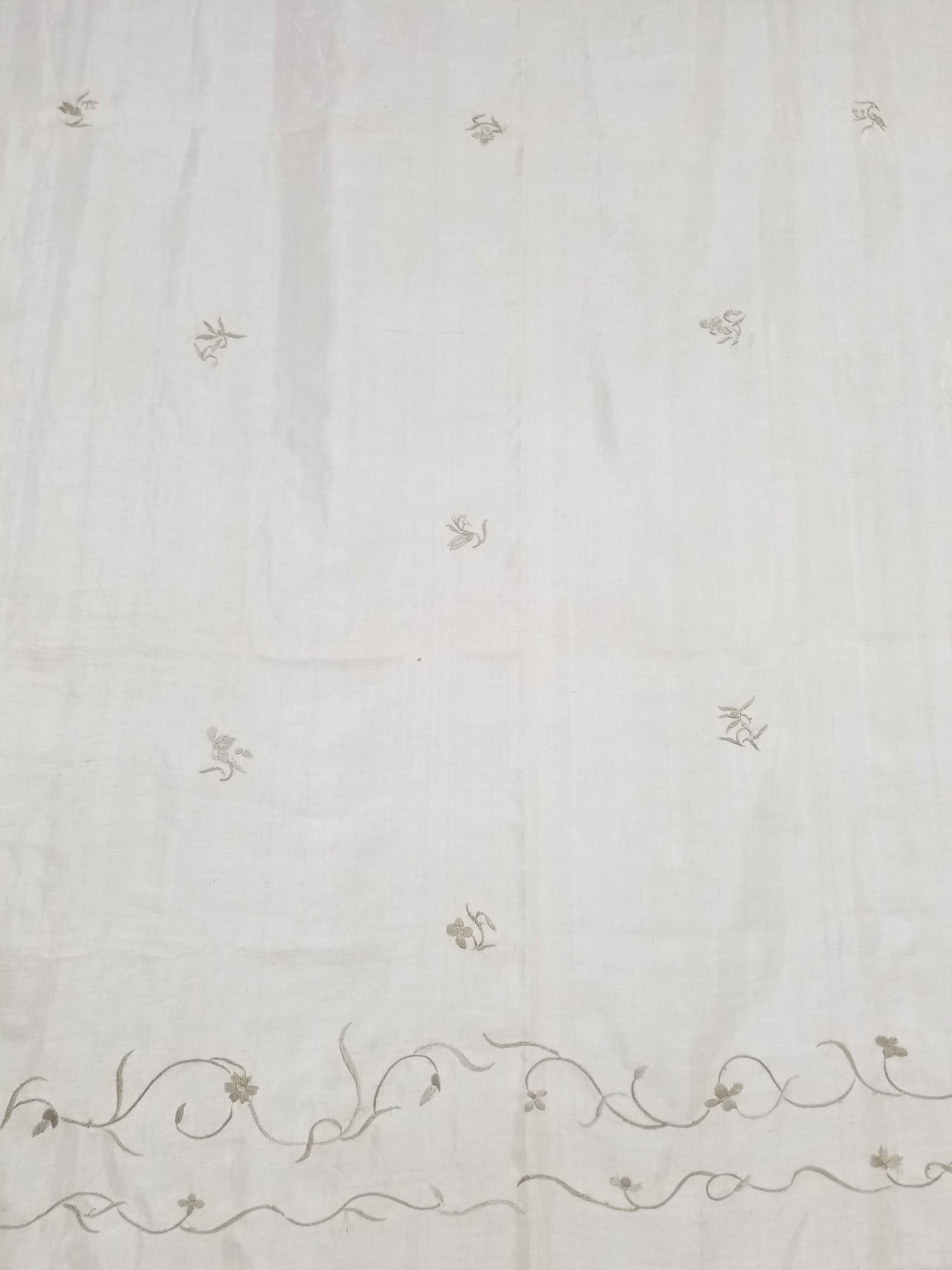 Antique Chinese Silk Hand Embroidered Floral Elizabeth Piano Shawl 168x162cm