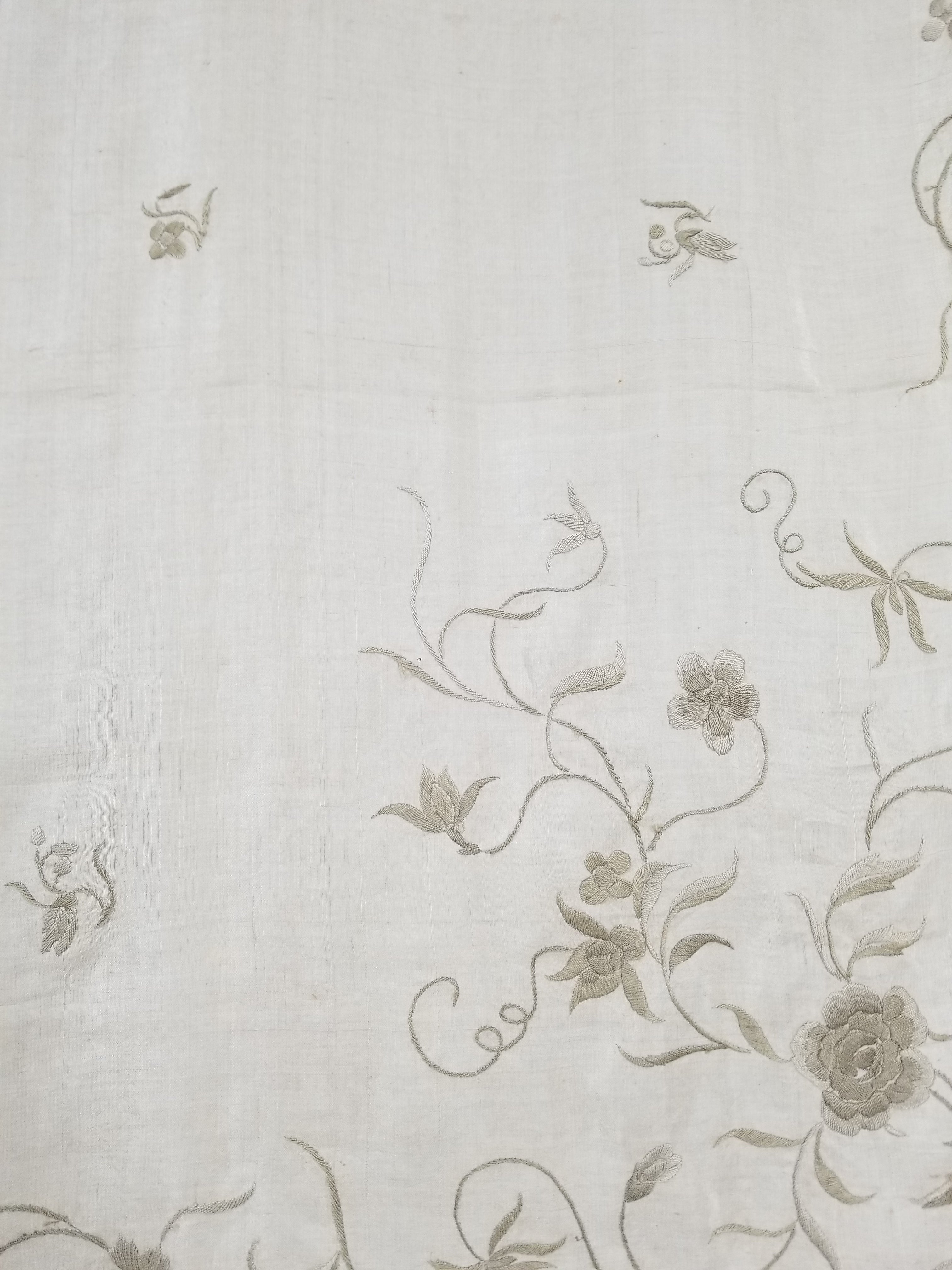 Antique Chinese Silk Hand Embroidered Floral Elizabeth Piano Shawl 168x162cm