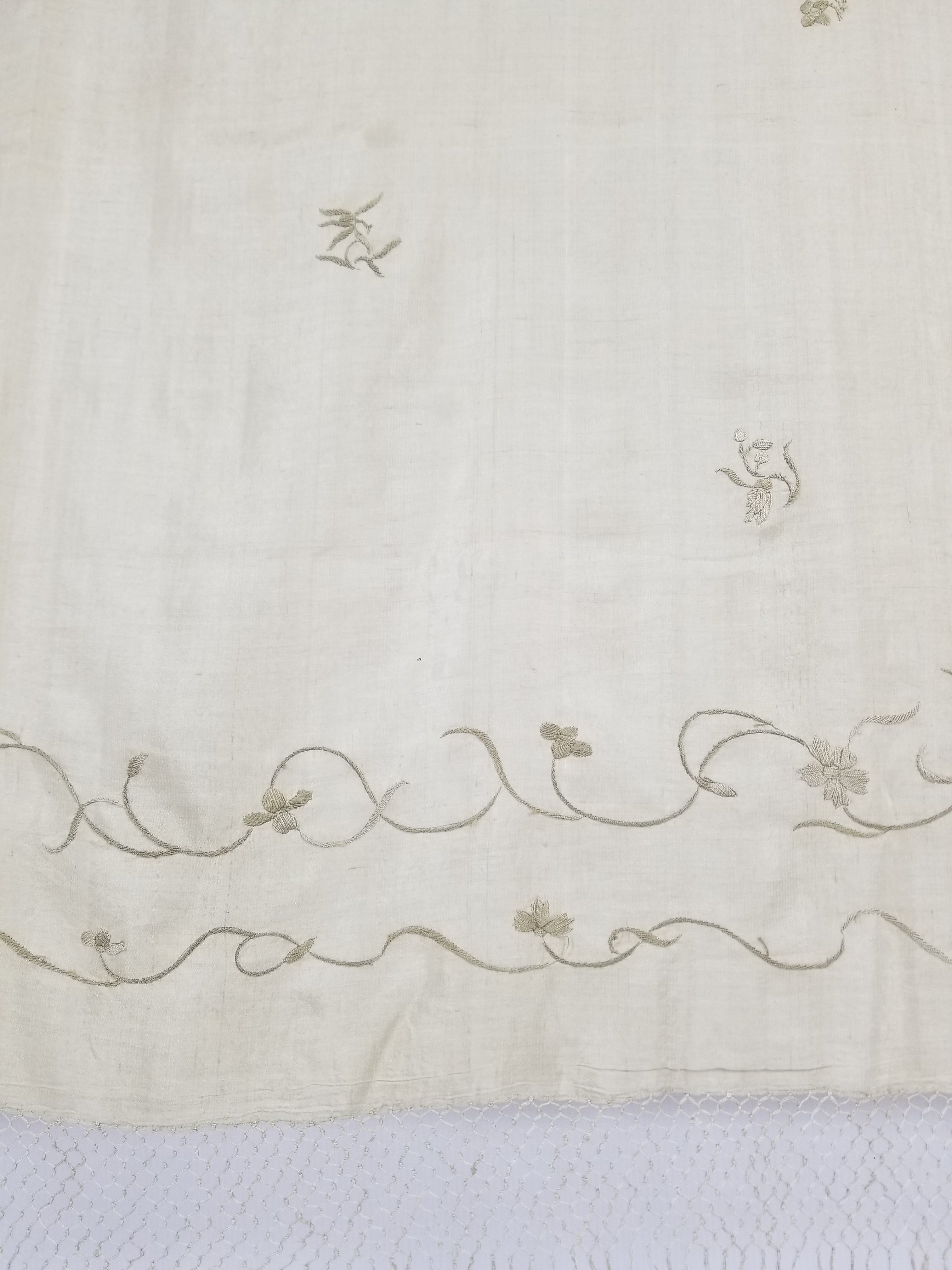 Antique Chinese Silk Hand Embroidered Floral Elizabeth Piano Shawl 168x162cm