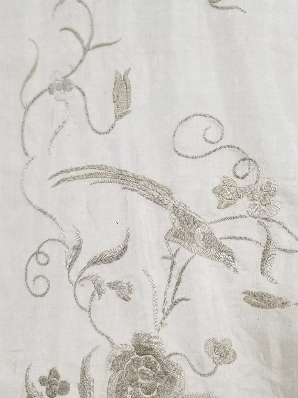 Antique Chinese Silk Hand Embroidered Floral Elizabeth Piano Shawl 168x162cm