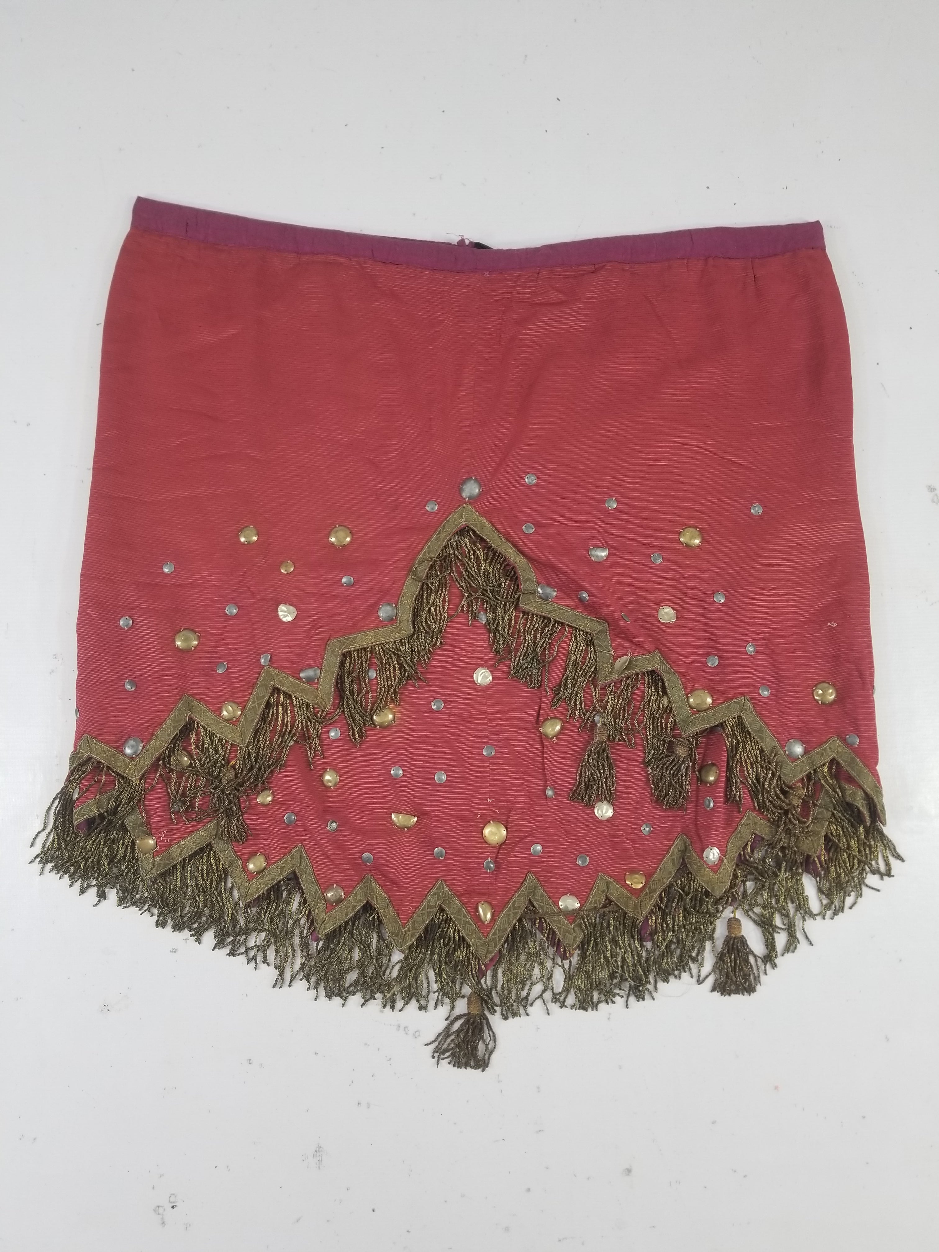 Antique European Sequins & Beadwork Metallic Trim Skirt 140x68cm