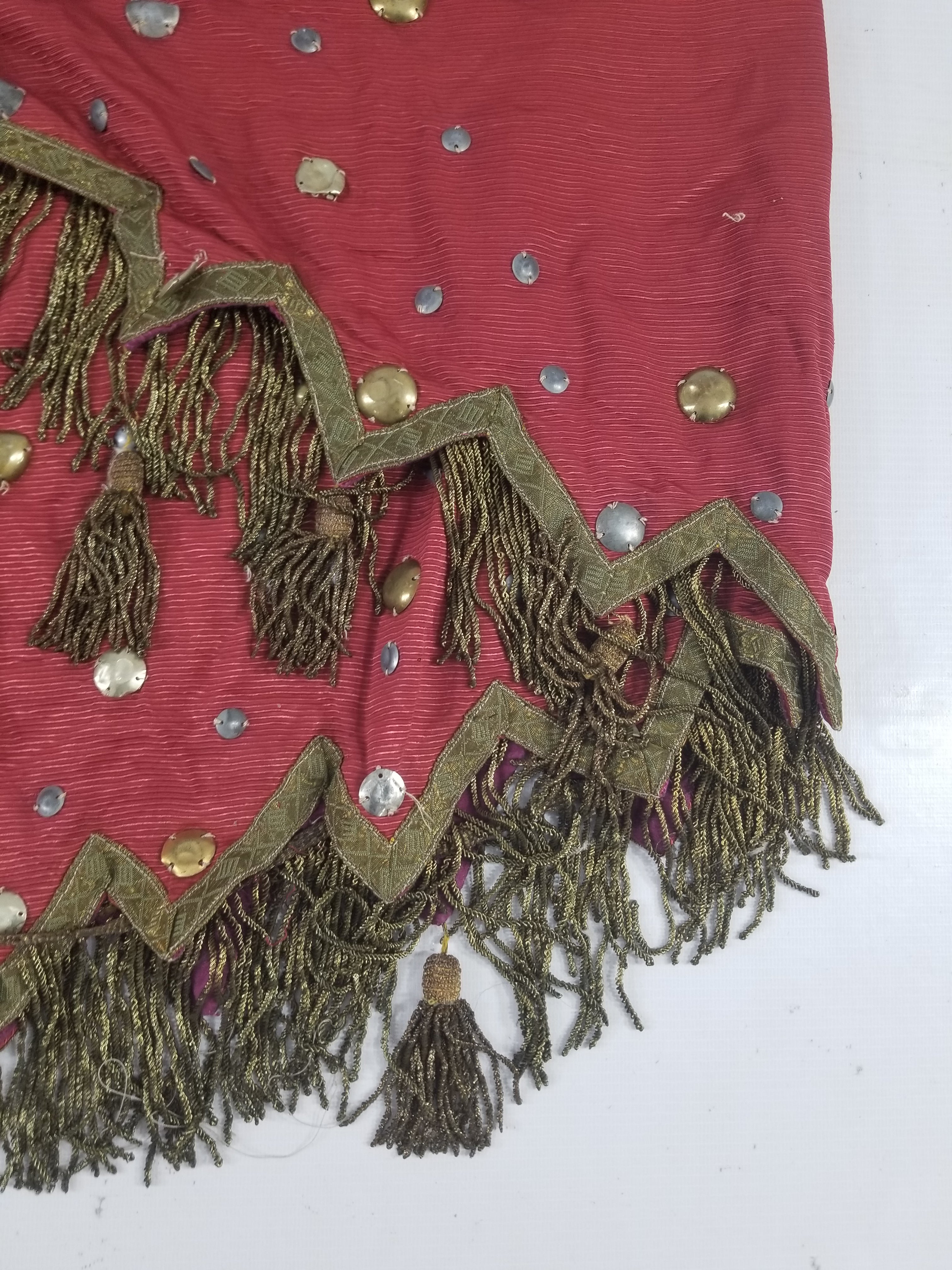 Antique European Sequins & Beadwork Metallic Trim Skirt 140x68cm