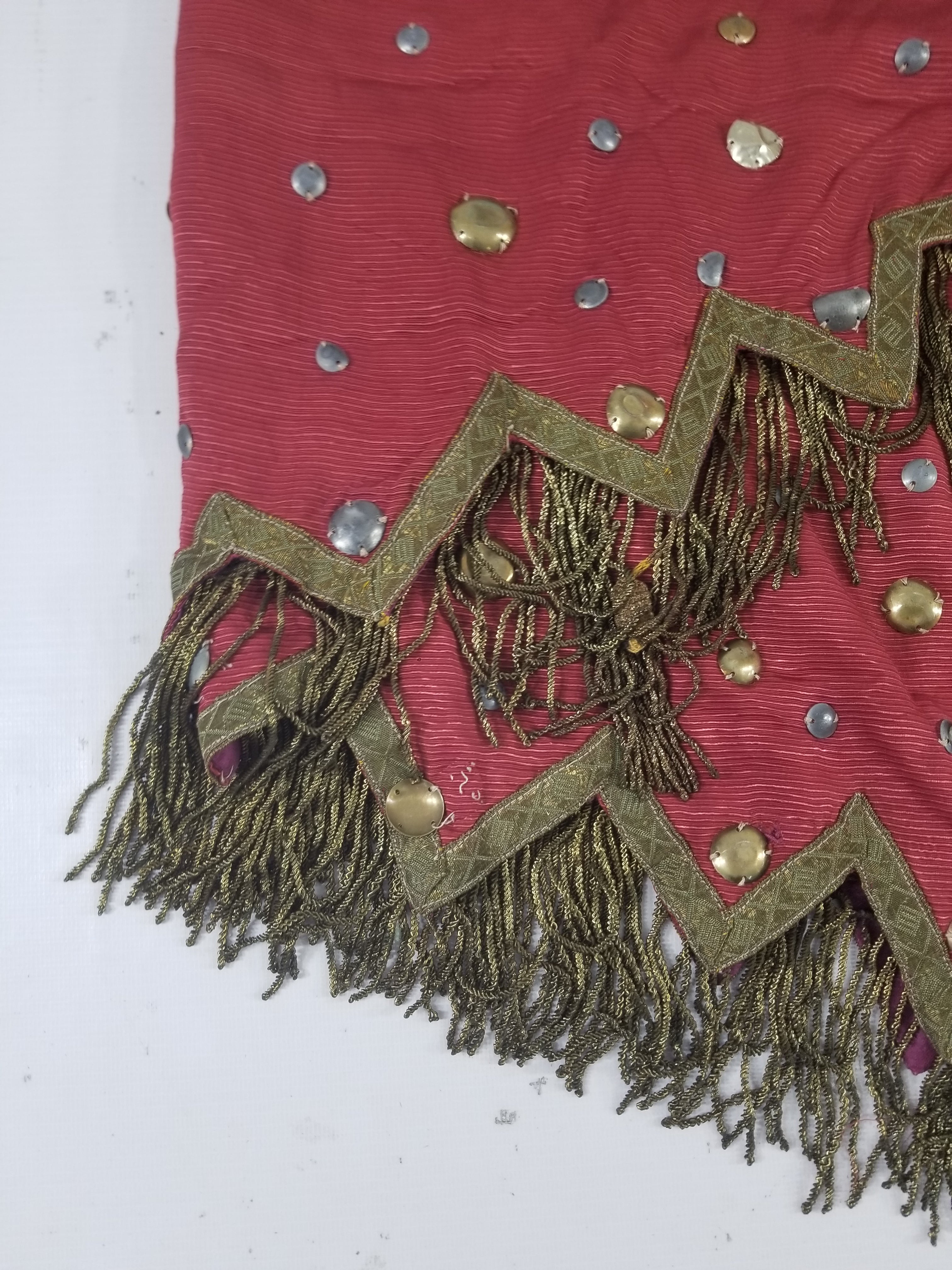 Antique European Sequins & Beadwork Metallic Trim Skirt 140x68cm