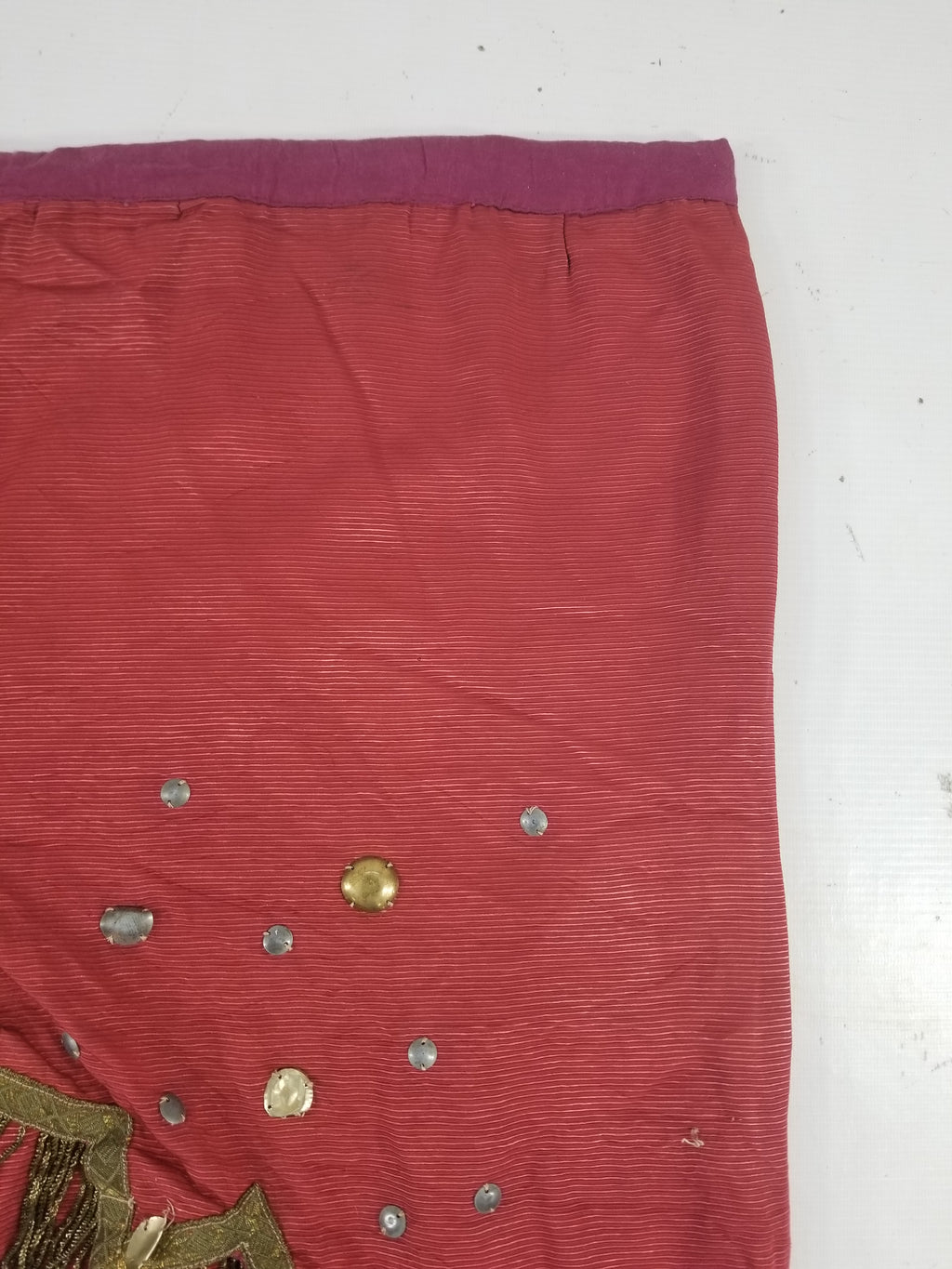 Antique European Sequins & Beadwork Metallic Trim Skirt 140x68cm