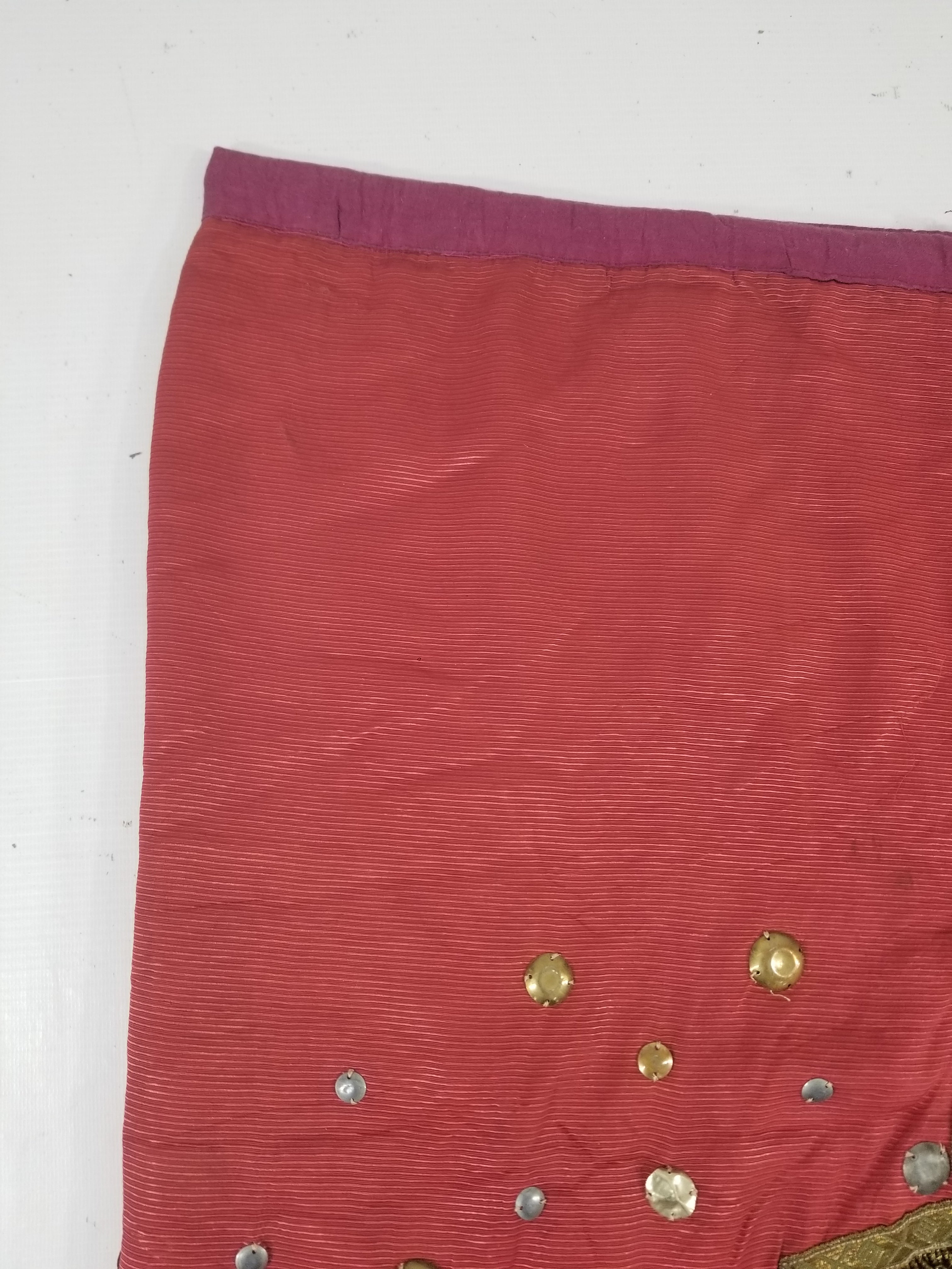 Antique European Sequins & Beadwork Metallic Trim Skirt 140x68cm