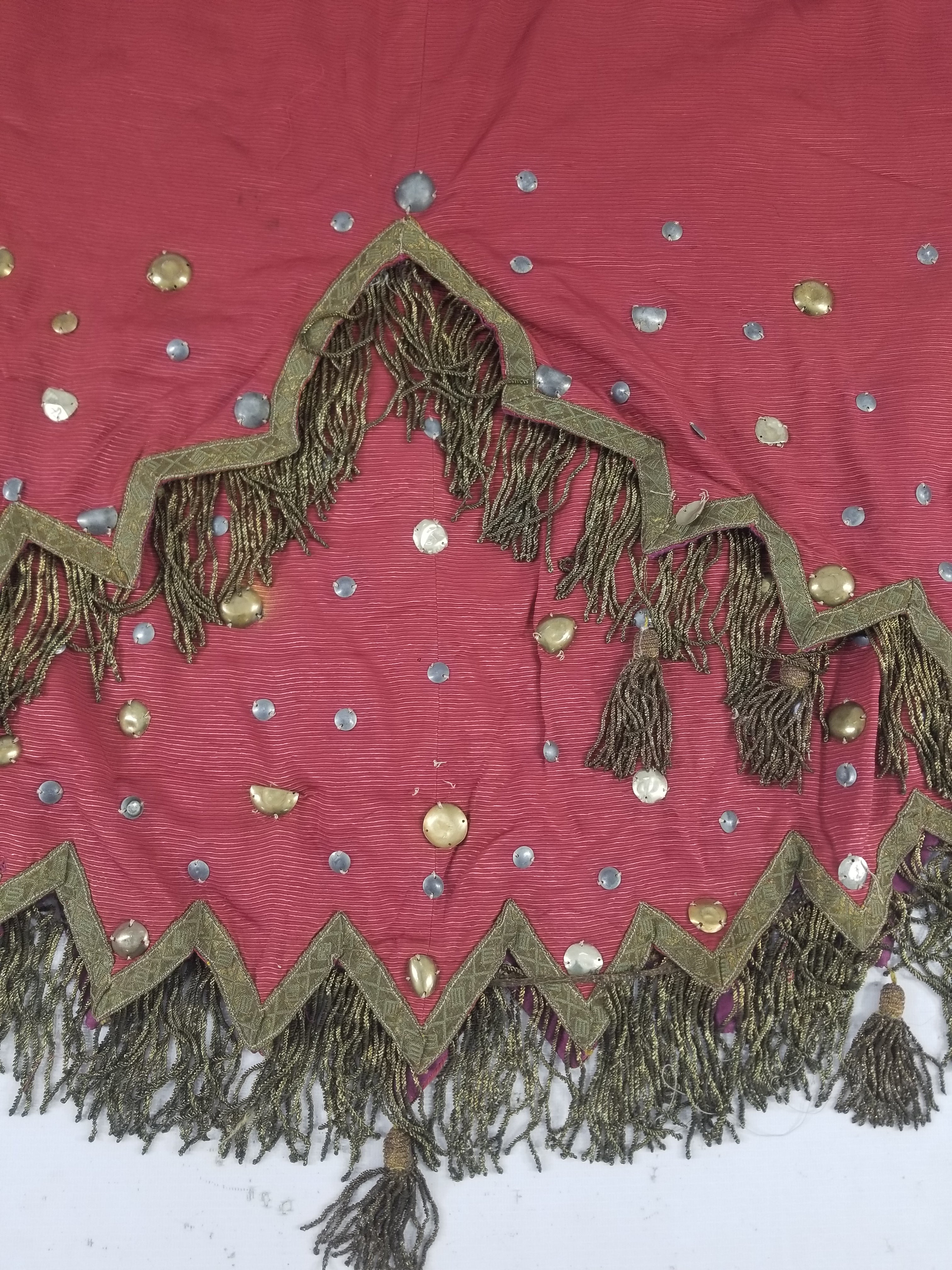 Antique European Sequins & Beadwork Metallic Trim Skirt 140x68cm