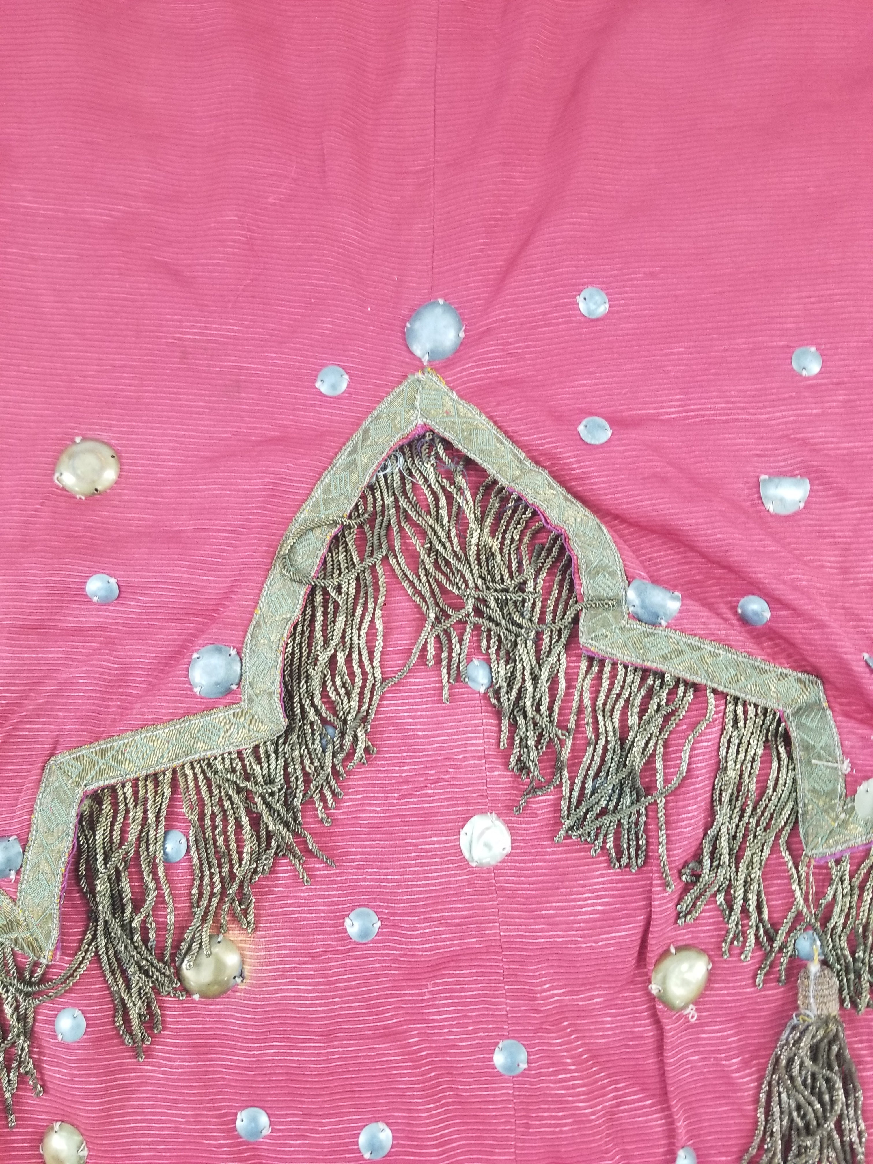 Antique European Sequins & Beadwork Metallic Trim Skirt 140x68cm