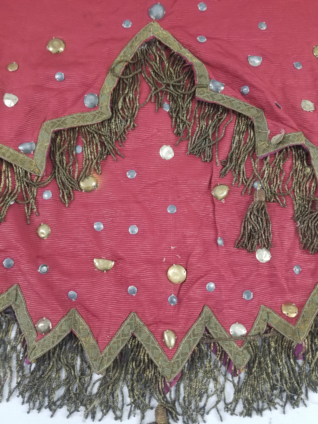 Antique European Sequins & Beadwork Metallic Trim Skirt 140x68cm