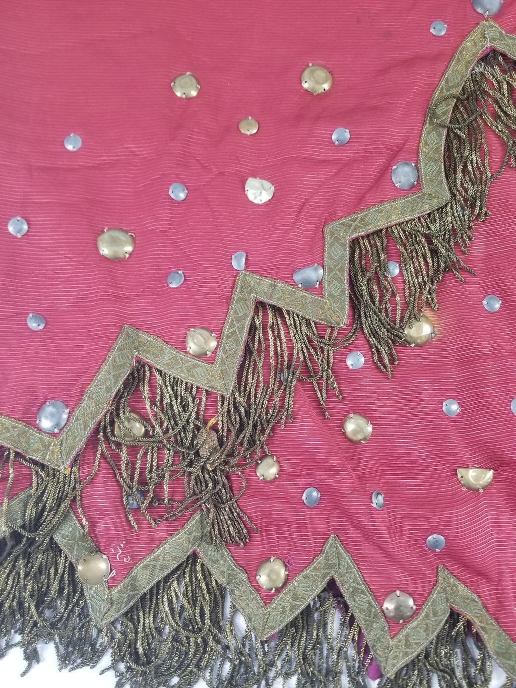 Antique European Sequins & Beadwork Metallic Trim Skirt 140x68cm