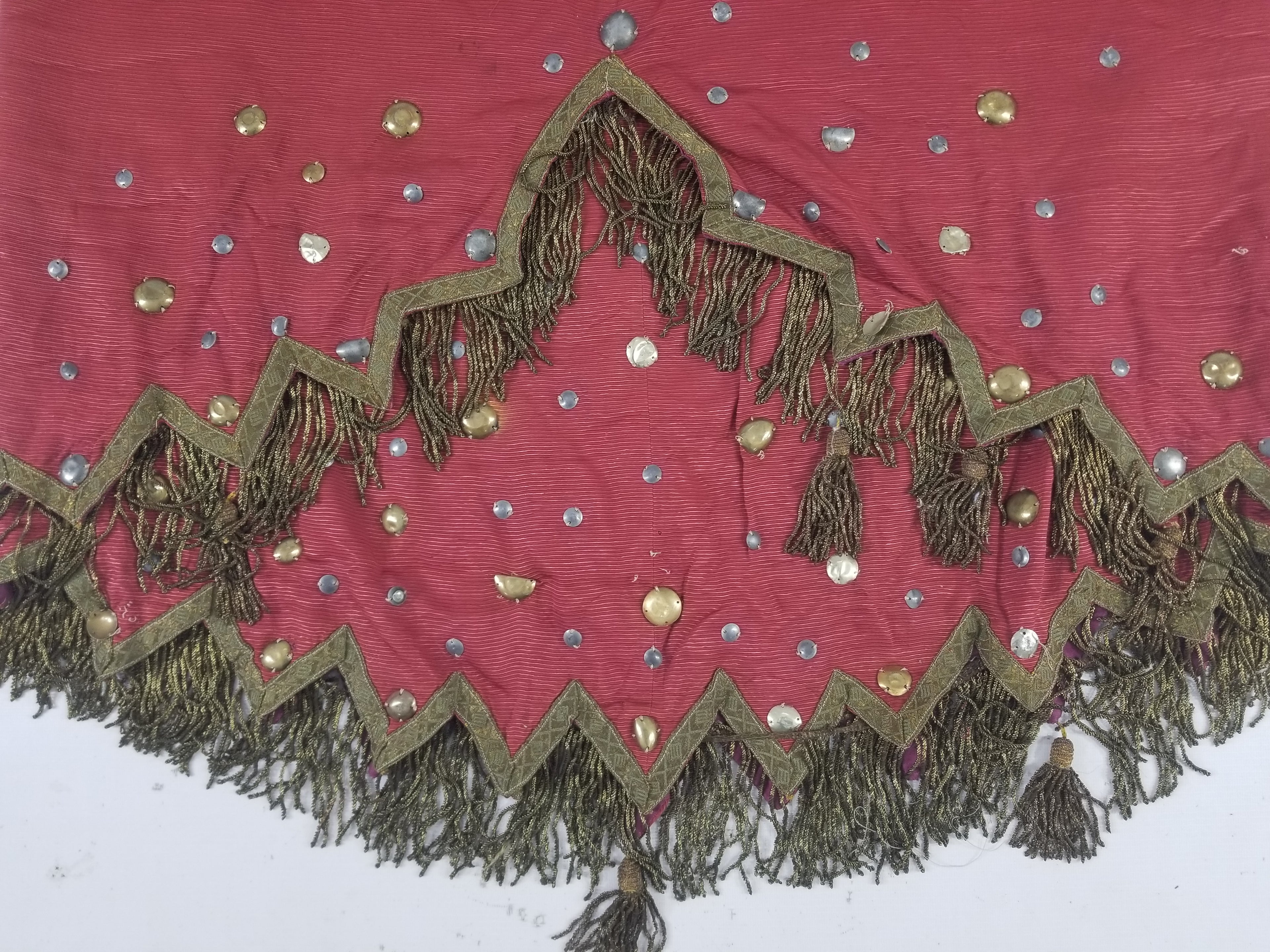 Antique European Sequins & Beadwork Metallic Trim Skirt 140x68cm