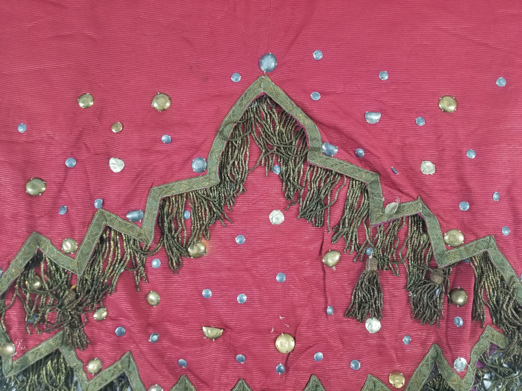 Antique European Sequins & Beadwork Metallic Trim Skirt 140x68cm