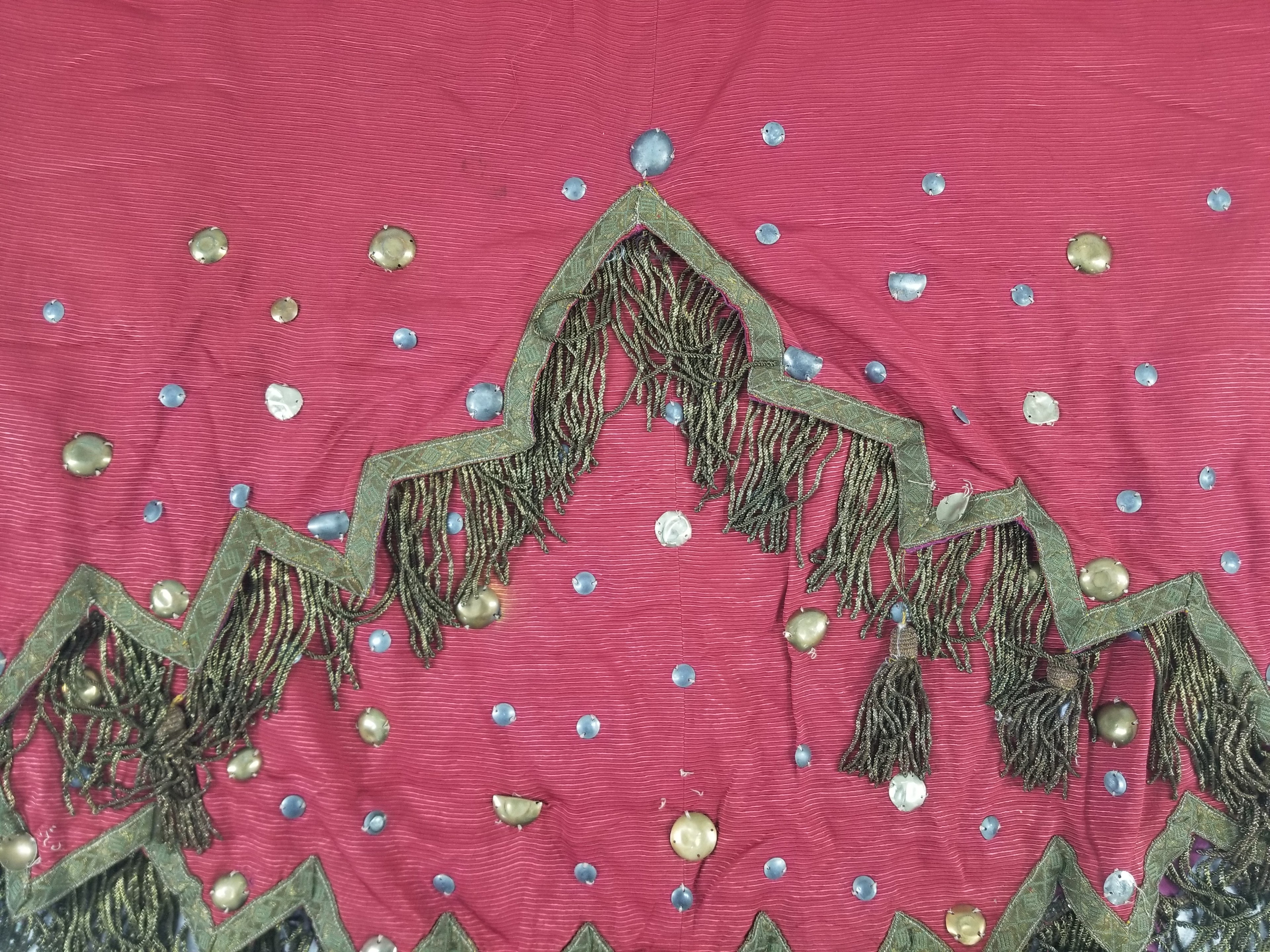 Antique European Sequins & Beadwork Metallic Trim Skirt 140x68cm