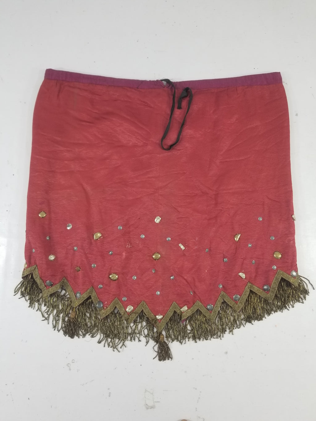 Antique European Sequins & Beadwork Metallic Trim Skirt 140x68cm