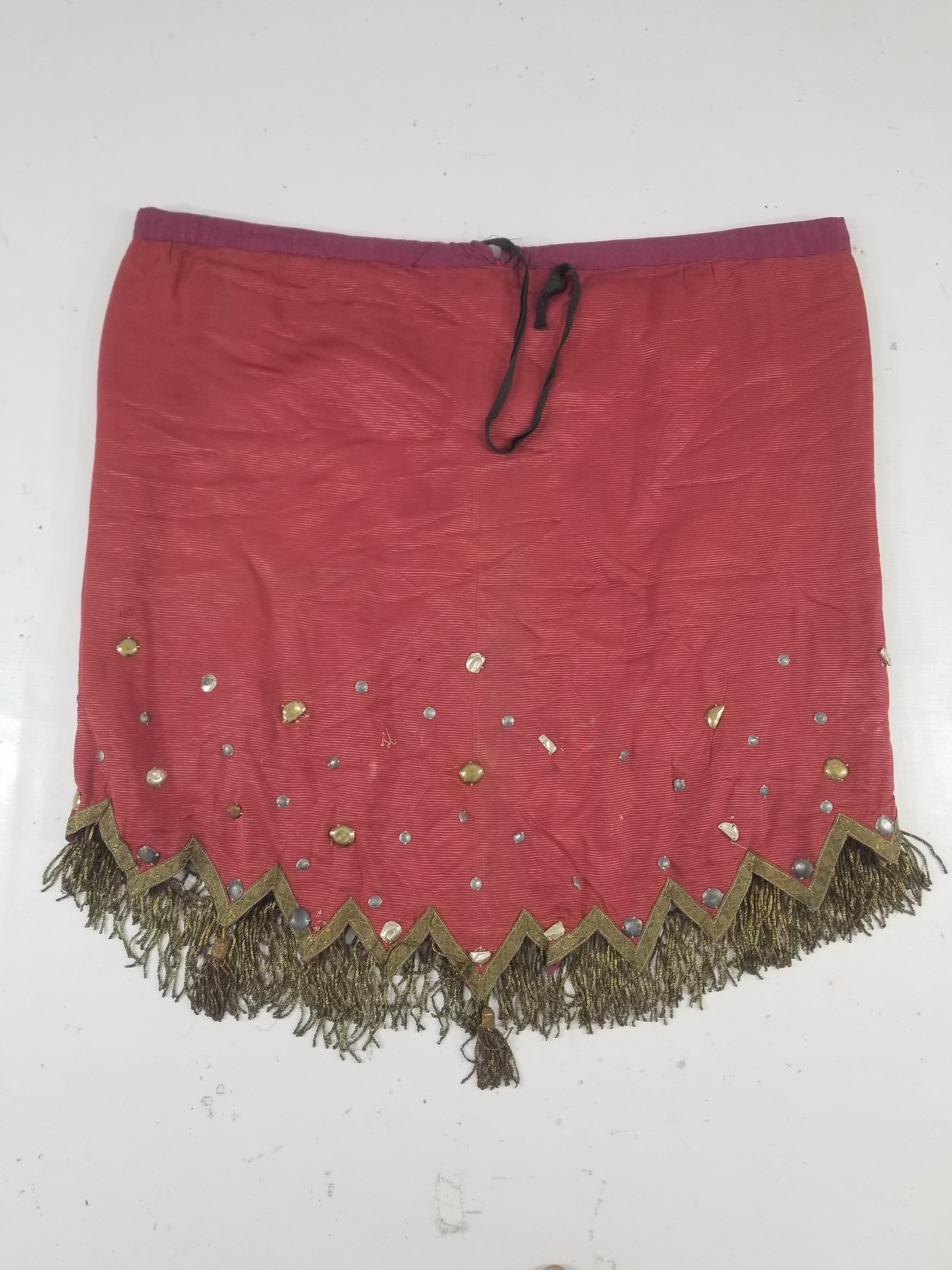 Antique European Sequins & Beadwork Metallic Trim Skirt 140x68cm