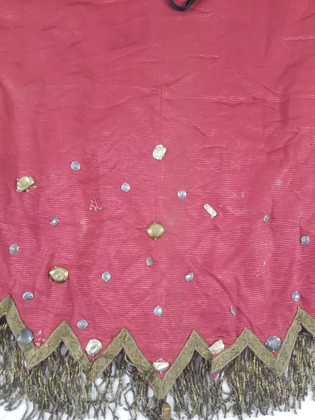 Antique European Sequins & Beadwork Metallic Trim Skirt 140x68cm