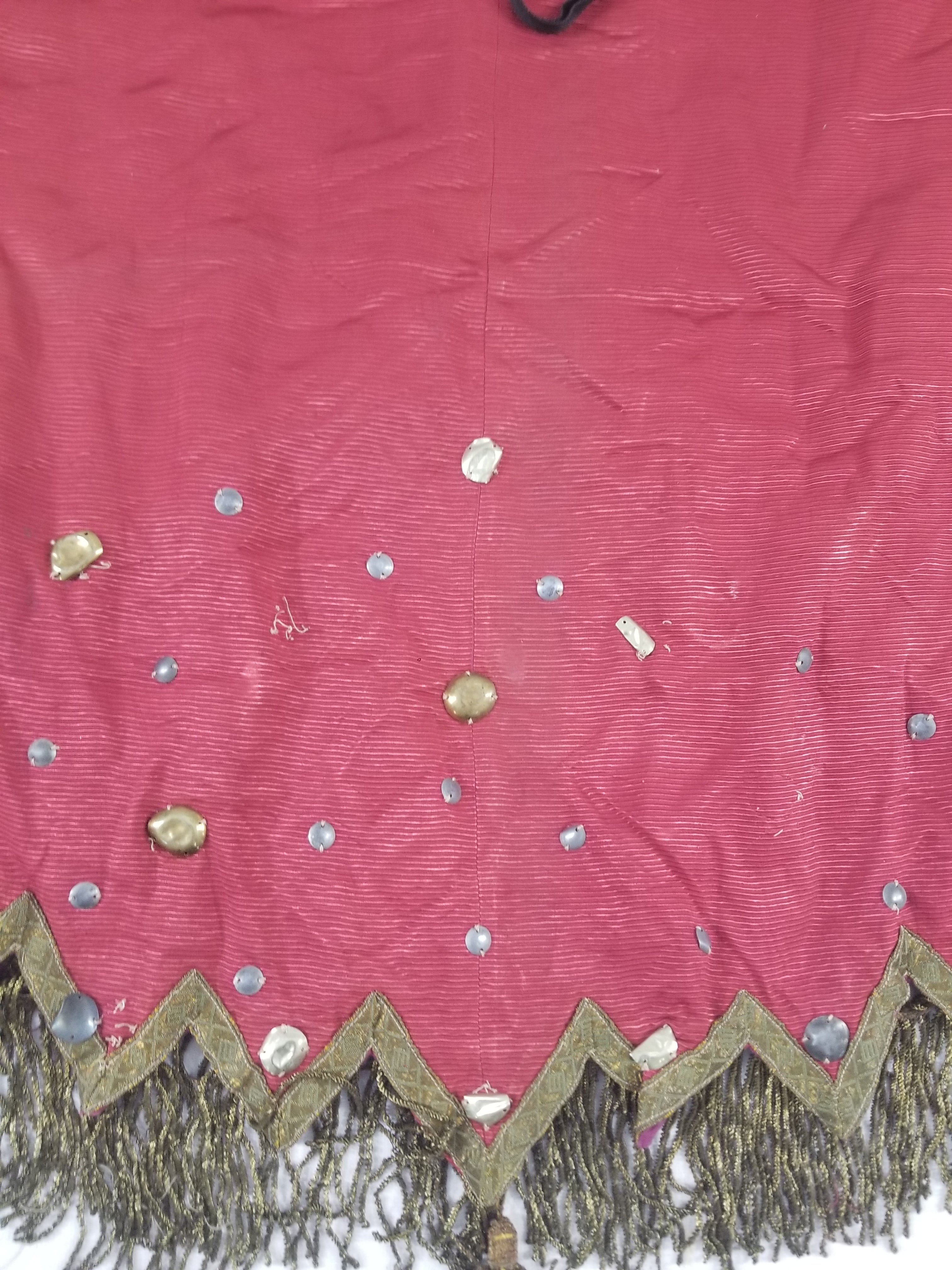 Antique European Sequins & Beadwork Metallic Trim Skirt 140x68cm