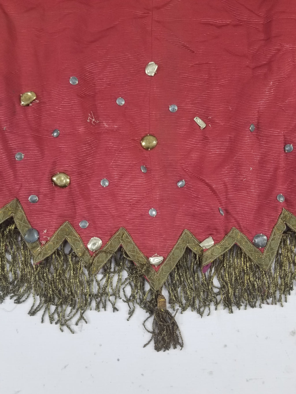 Antique European Sequins & Beadwork Metallic Trim Skirt 140x68cm