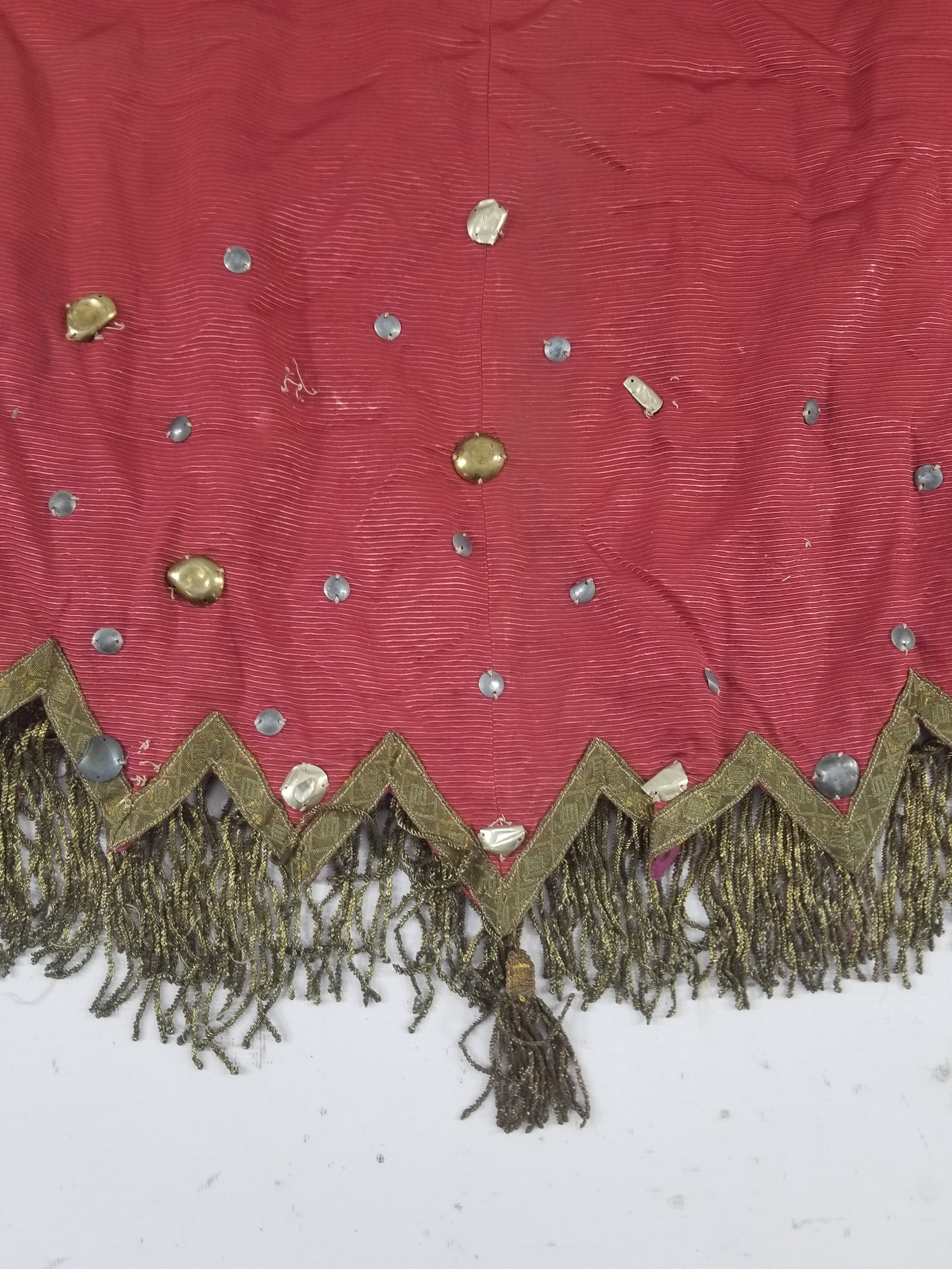 Antique European Sequins & Beadwork Metallic Trim Skirt 140x68cm