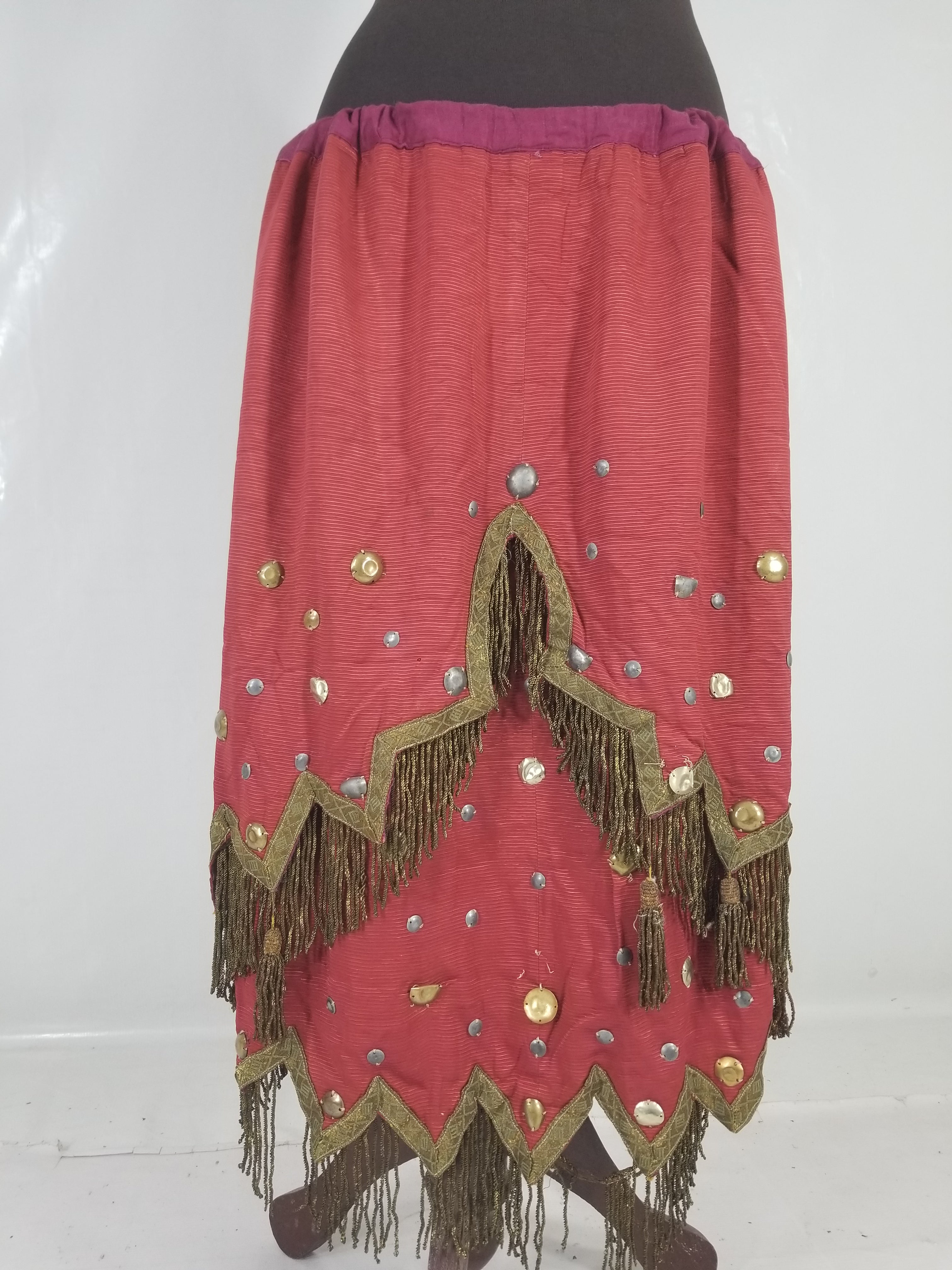 Antique European Sequins & Beadwork Metallic Trim Skirt 140x68cm